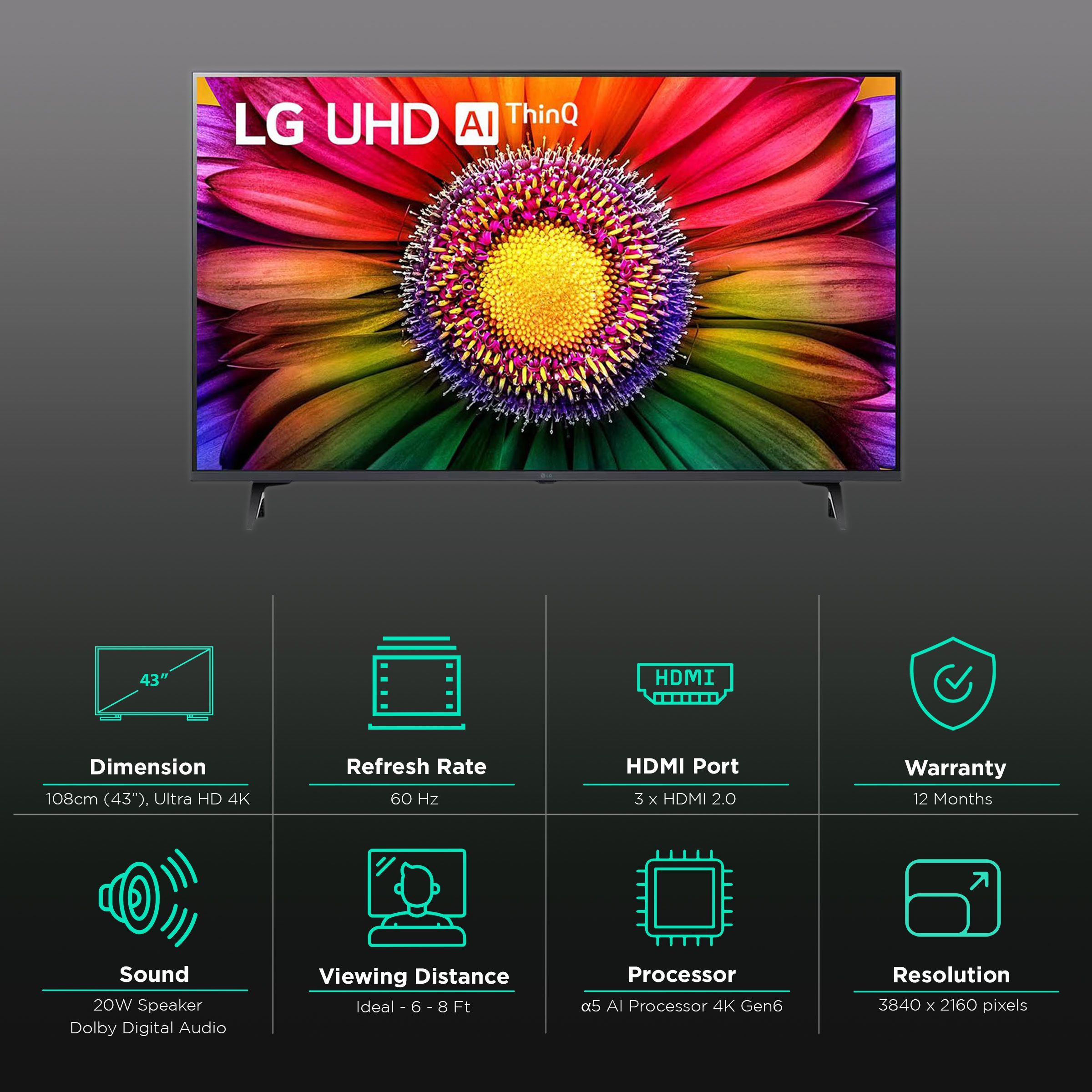 LG UR80 108 cm (43 inch) 4K Ultra HD LED WebOS TV with AI Processor 4K Gen6 (2023 model)_3