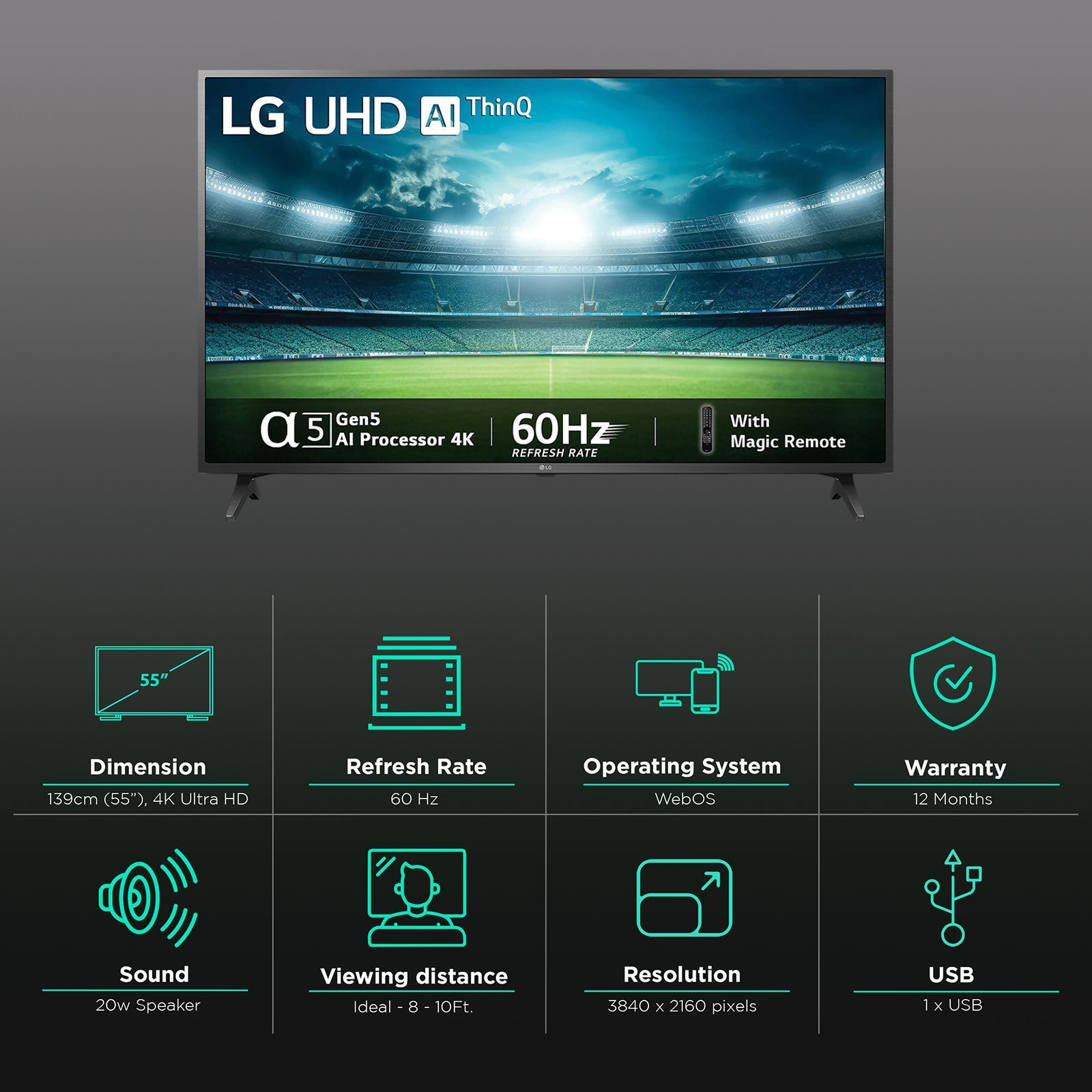 LG UQ7500 139.7 cm (55 inch) 4K Ultra HD LED WebOS TV with α5 Gen5 AI Processor (2022 model) LG UQ7500 139.7 cm (55 inch) 4K Ultra HD LED WebOS TV with α5 Gen5 AI Processor (2022 model)_3