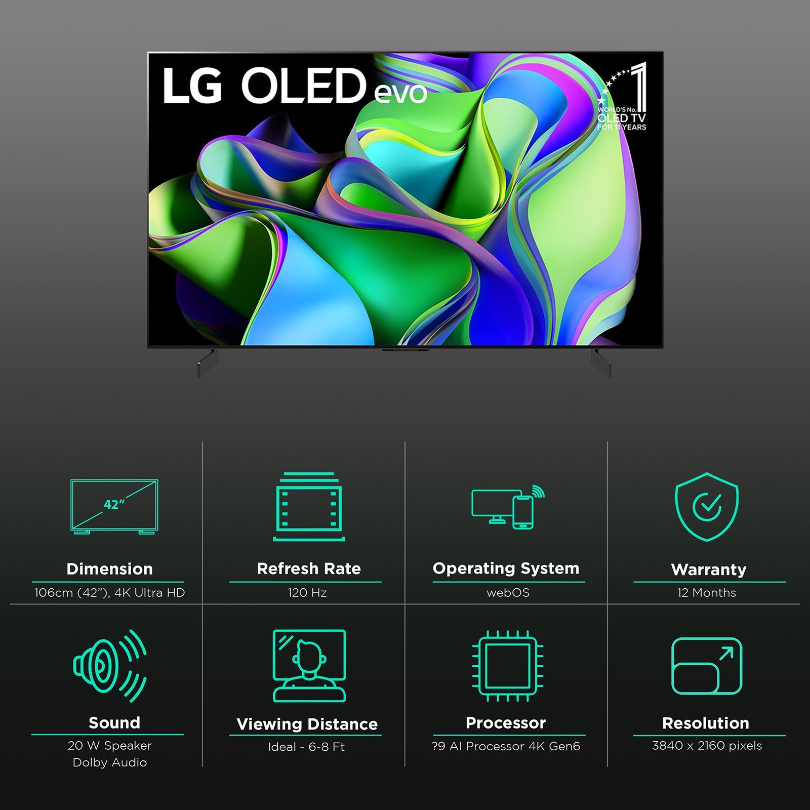LG evo C3 106 cm (42 inch) OLED 4K Ultra HD WebOS TV with Dolby Vision and Dolby Atmos (2023 model) LG evo C3 106 cm (42 inch) OLED 4K Ultra HD WebOS TV with Dolby Vision and Dolby Atmos (2023 model)_3