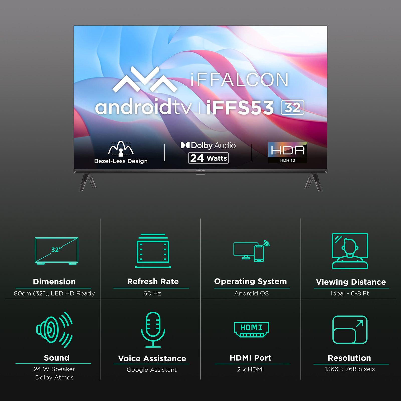 iFFALCON S53 80 cm (32 inch) HD Ready TV with Bezel Less Display (2023 model)_3