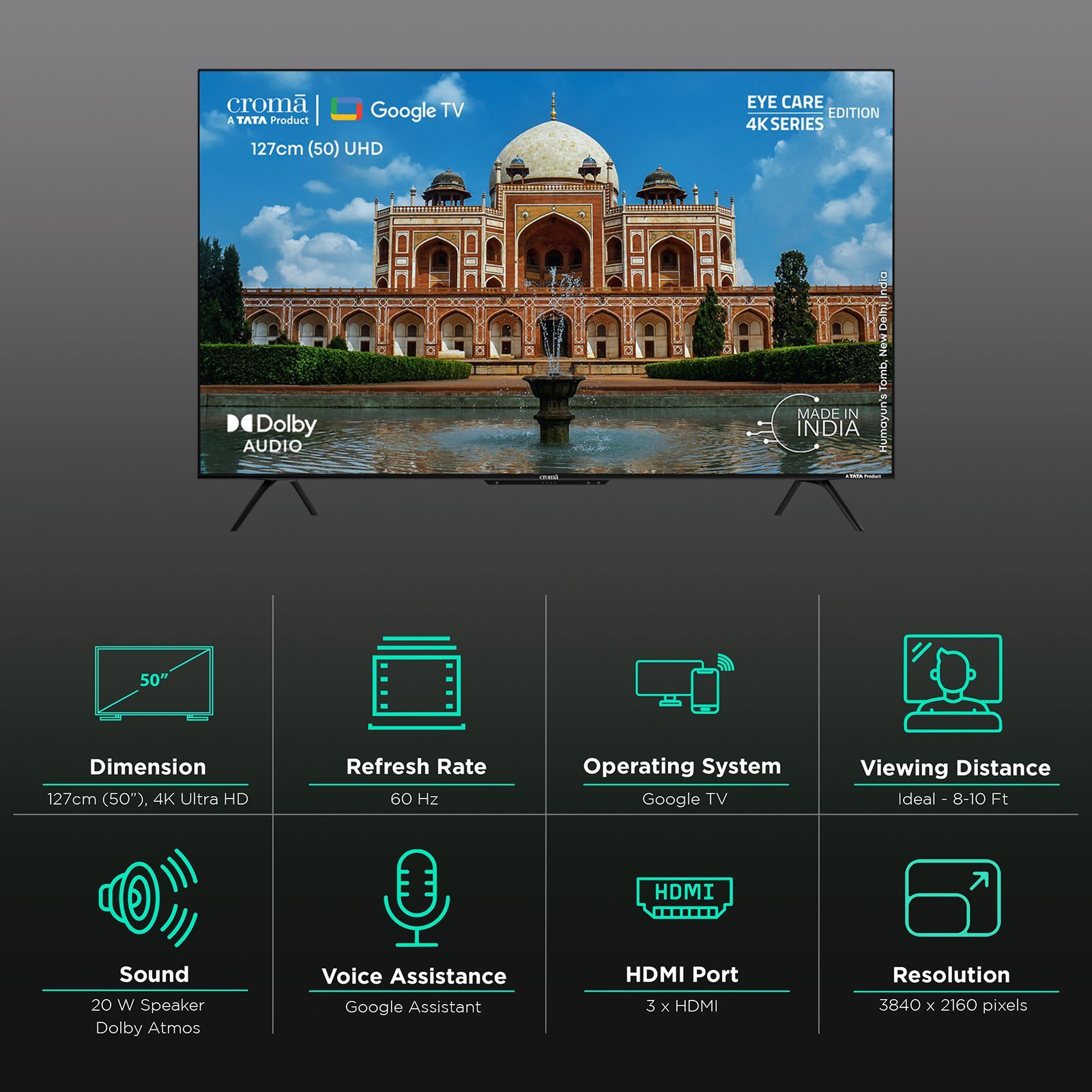 Croma 127 cm (50 inch) 4K Ultra HD LED Google TV with Dolby Audio_3