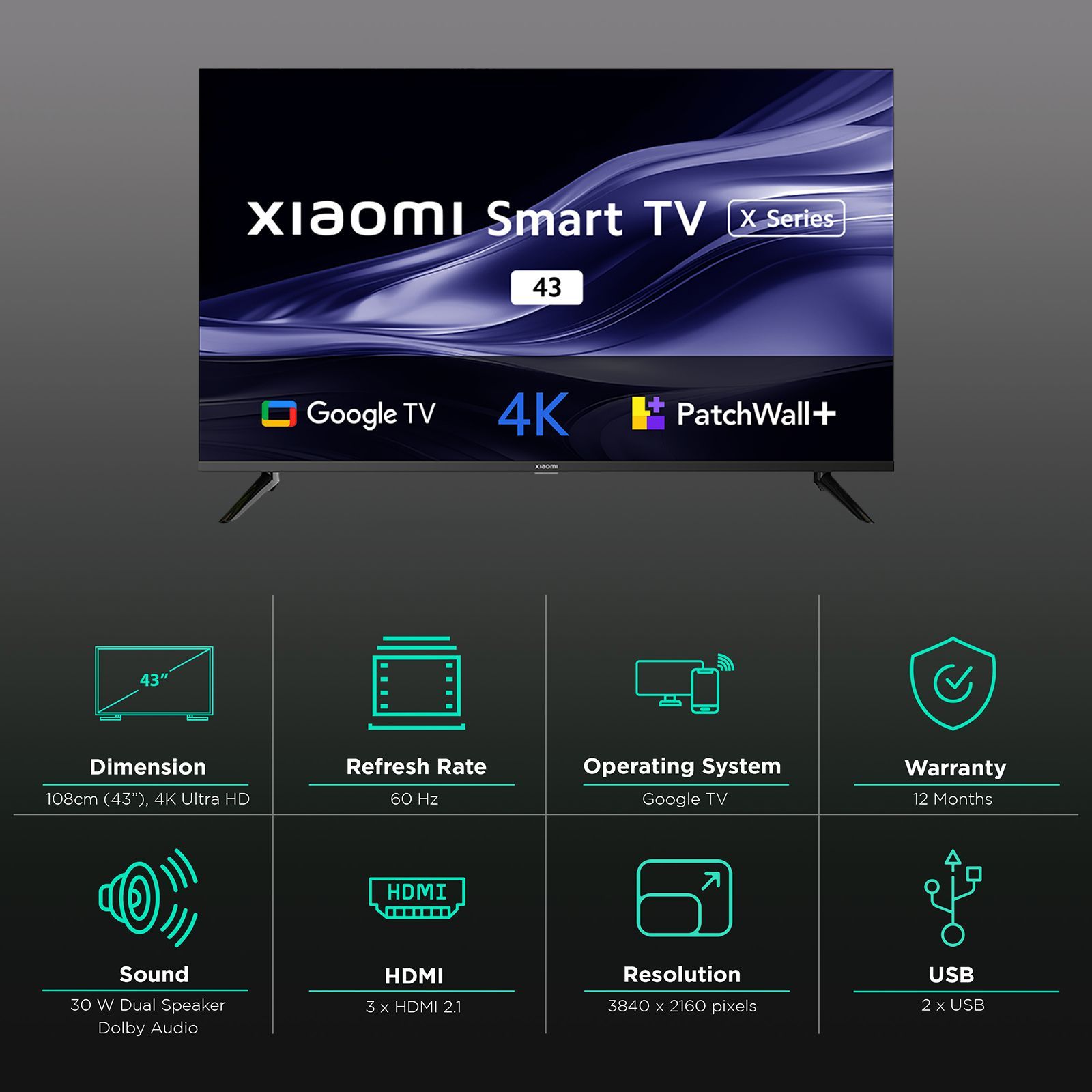 Xiaomi X Series 109.22 cm (43 inch) 4K Ultra HD LED Smart Google TV with Built-in Google Assistant_3