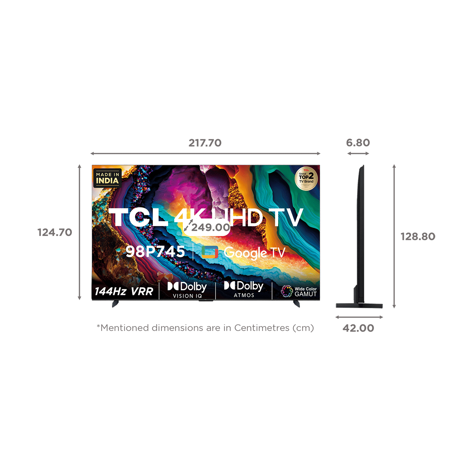 TCL P745 249 cm (98 inch) 4K Ultra HD LED Google TV with Dolby Vision and Dolby Atmos (2023 model)_2