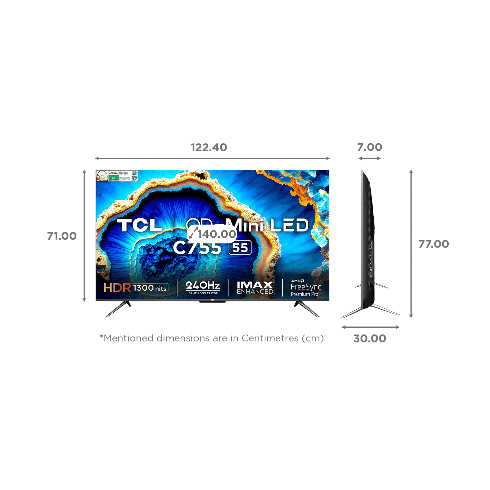 TCL C755 139.7 cm (55 inch) QD Mini LED 4K Ultra HD Smart Google TV with Dolby Vision and Dolby Atmos (2023 model) TCL C755 139.7 cm (55 inch) QD Mini LED 4K Ultra HD Smart Google TV with Dolby Vision and Dolby Atmos (2023 model)_2