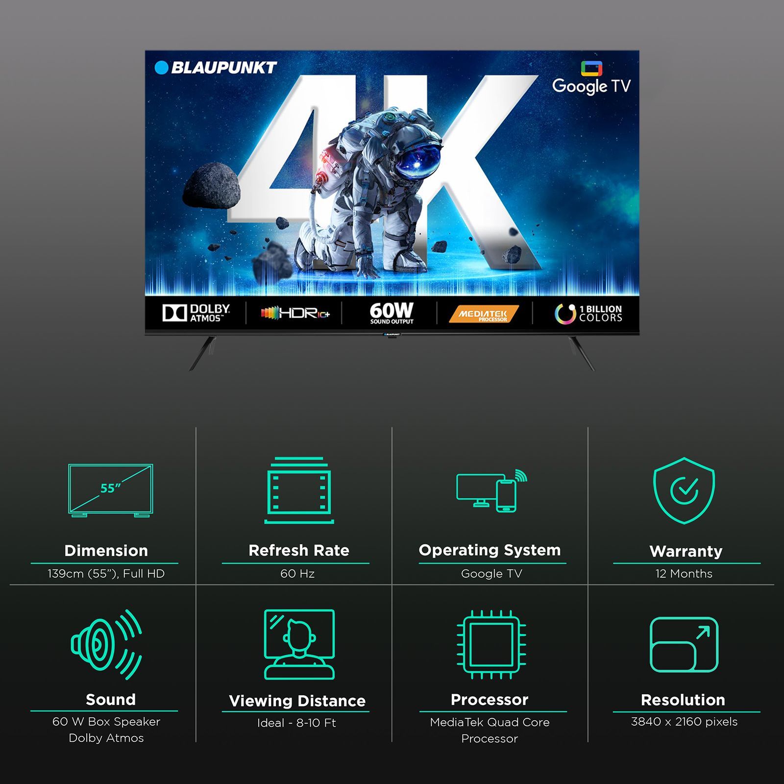 BLAUPUNKT CyberSound G2 139 cm (55 inch) LED 4K Ultra HD Google TV with Dolby Atmos (2023 model)_3