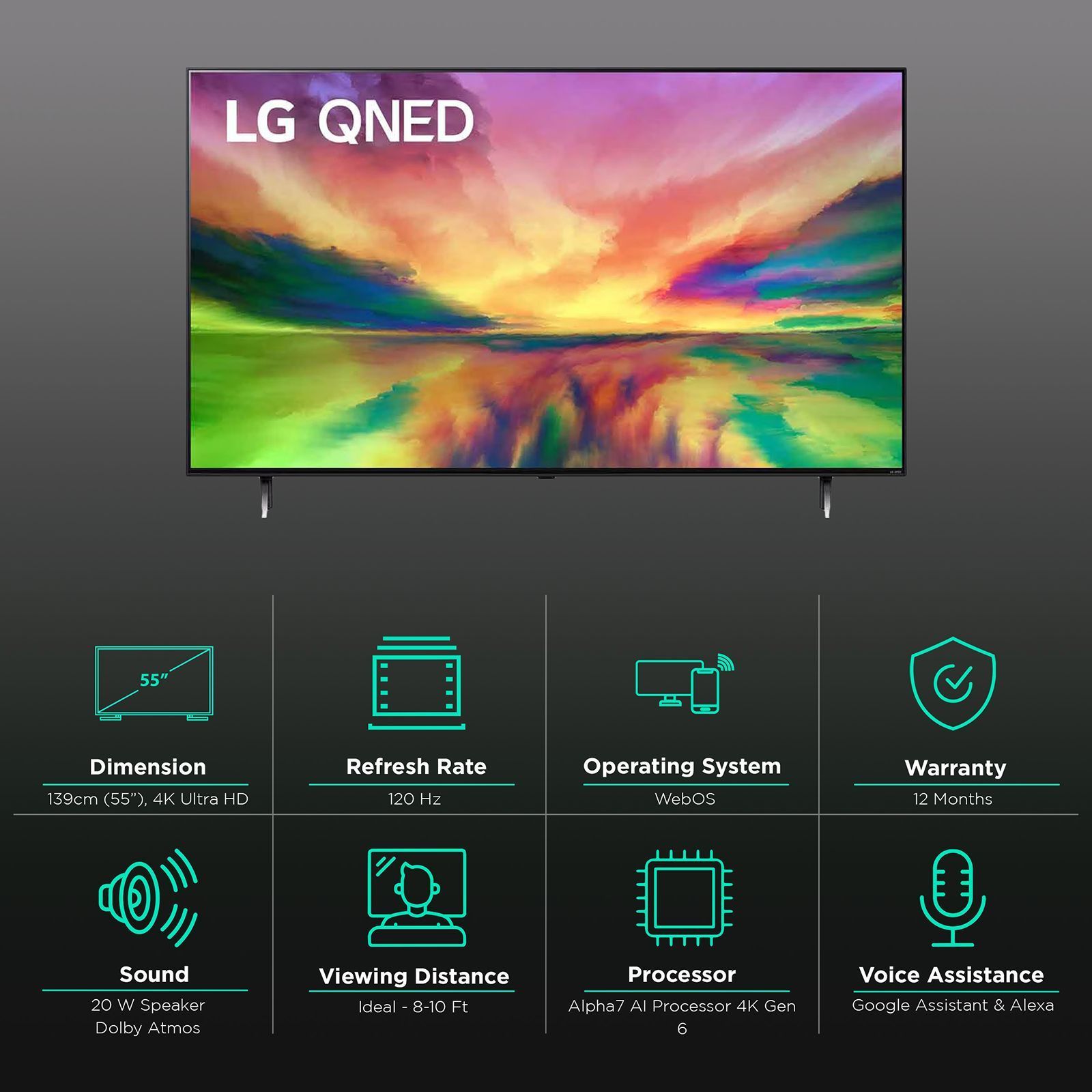 LG QNED83 139.7 cm (55 inch) QNED 4K Ultra HD Smart WebOS TV with AI Picture Pro (2024 model)_3