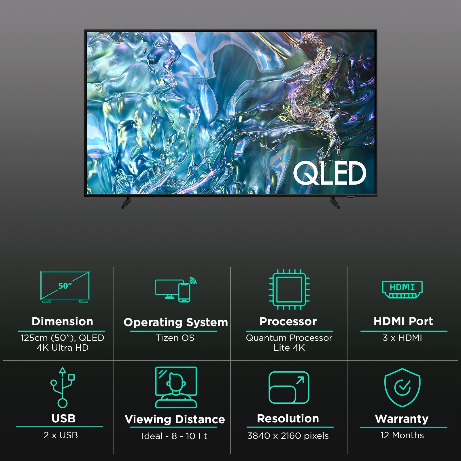 SAMSUNG Q60D 127 cm (50 inch) QLED 4K Ultra HD Smart Tizen TV with 4K Upscaling (2024 model)_3