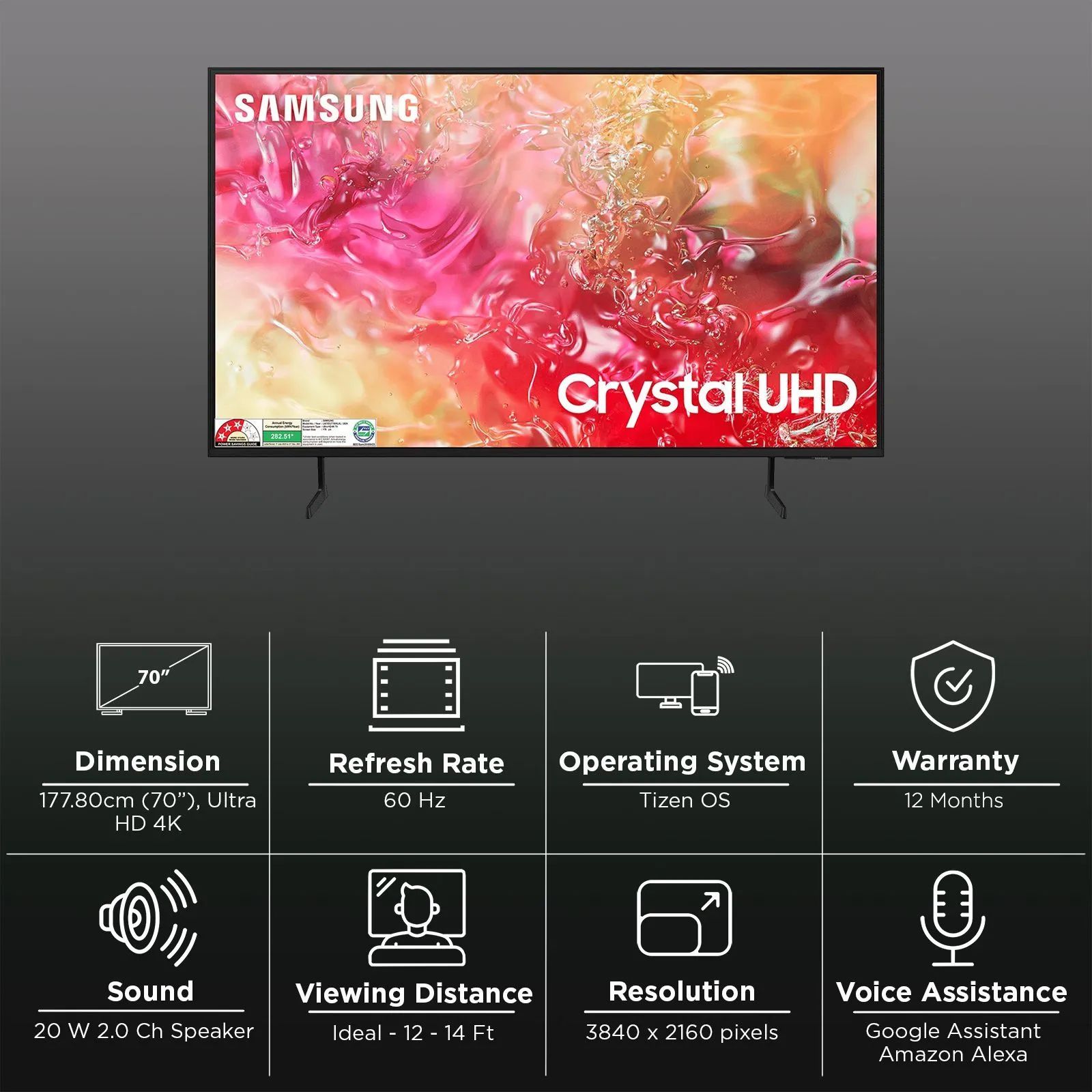 SAMSUNG DU7700 1778 cm (70 inch) 4K Ultra HD LED Smart Tizen TV with Motion Xcelerator (2024 model) SAMSUNG DU7700 1778 cm (70 inch) 4K Ultra HD LED Smart Tizen TV with Motion Xcelerator (2024 model)_3
