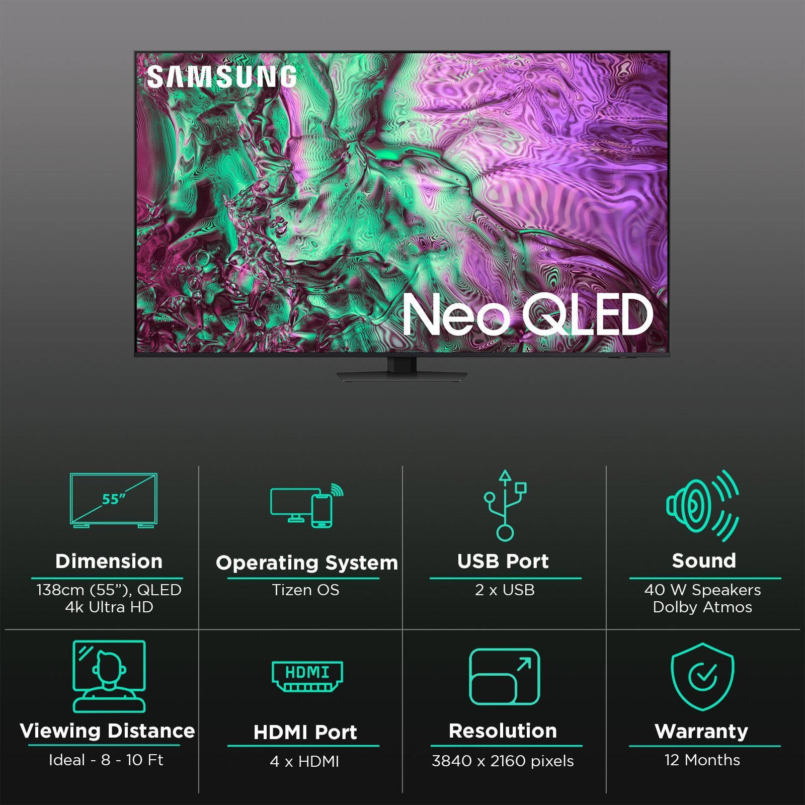 SAMSUNG QN85D 139.7 cm (55 inch) Neo QLED 4K Ultra HD Smart Tizen TV with Quantum Matrix Technology (2024 model)_3