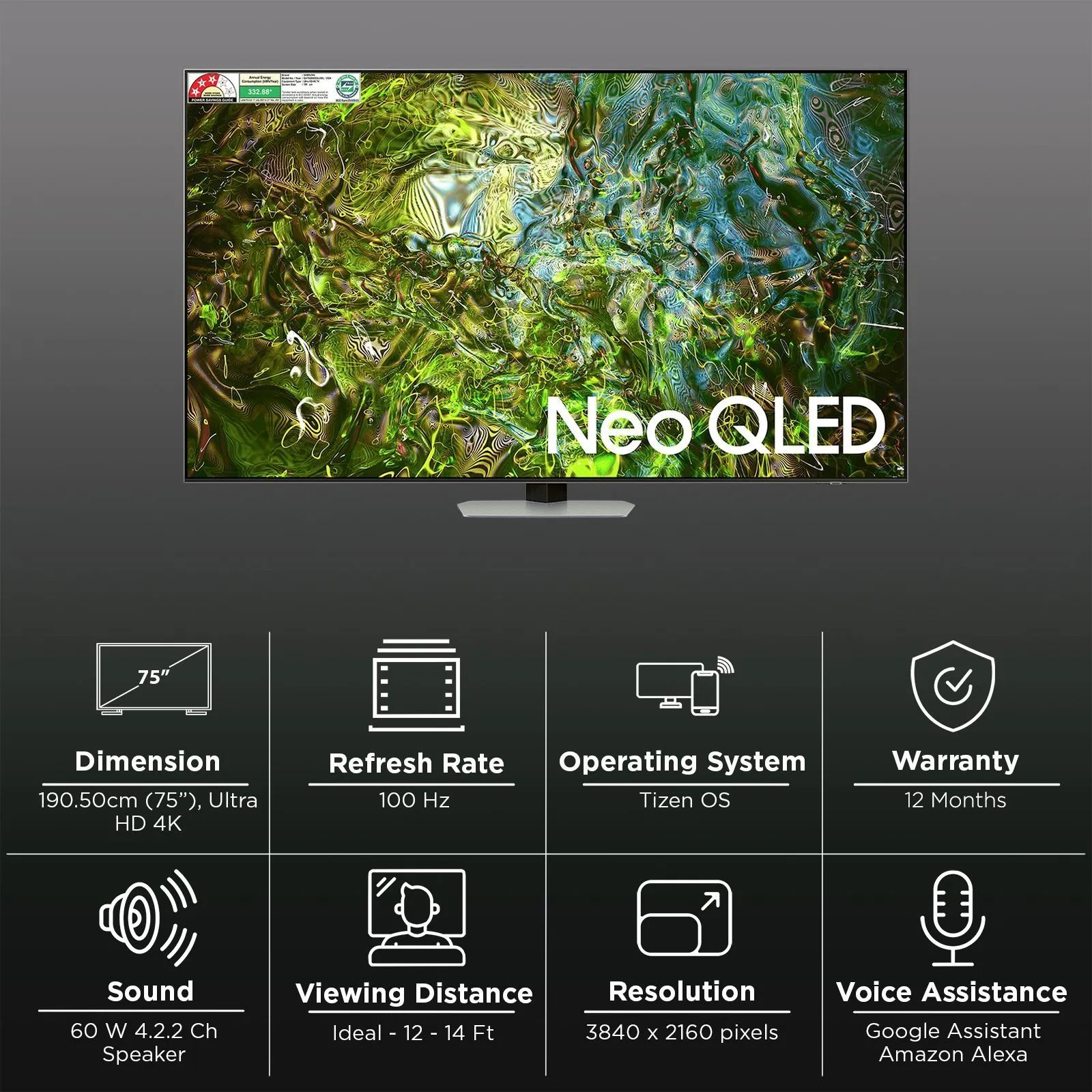 SAMSUNG QN90D 190 cm (75 inch) Neo QLED 4K Ultra HD Smart Tizen TV with Quantum Matrix Technology (2024 model) SAMSUNG QN90D 190 cm (75 inch) Neo QLED 4K Ultra HD Smart Tizen TV with Quantum Matrix Technology (2024 model)_3