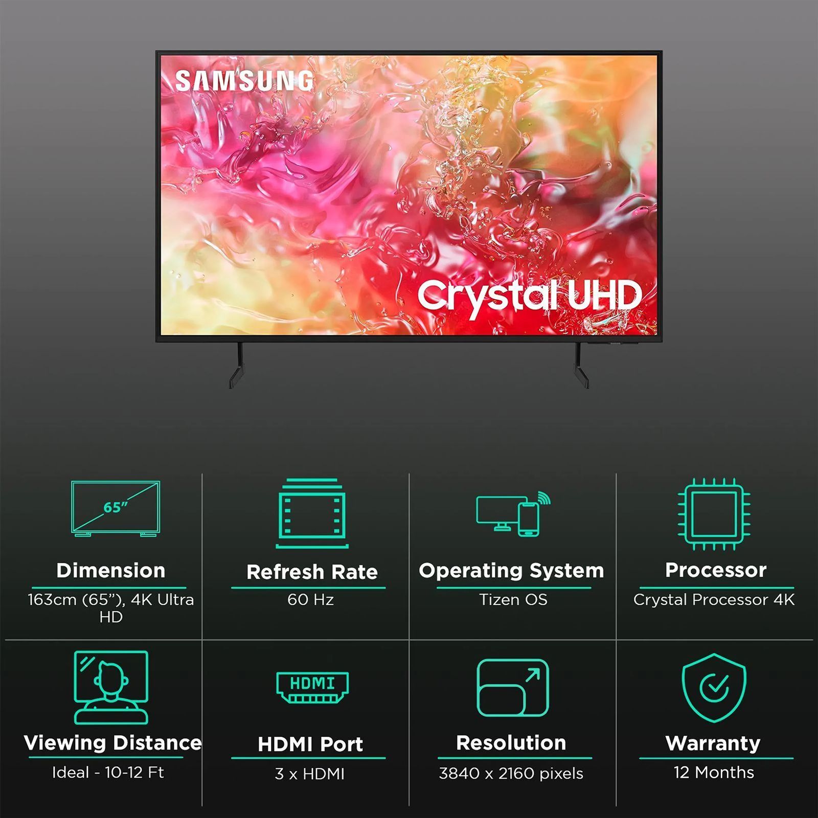 SAMSUNG DU7700 165 cm (65 inch) 4K Ultra HD LED Smart Tizen TV with Motion Xcelerator (2024 model)_3