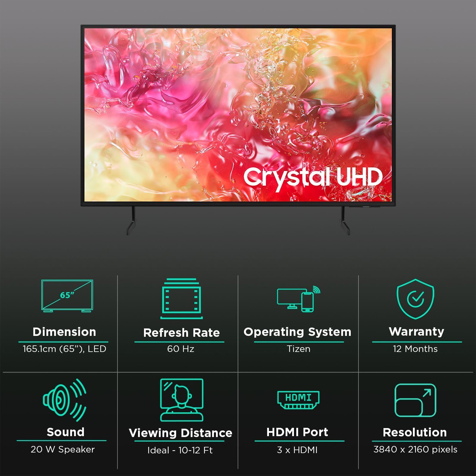 SAMSUNG DU7000 165.1 cm (65 inch) 4K Ultra HD LED Smart Tizen TV with 4K AI Upscaling (2024 model)_3