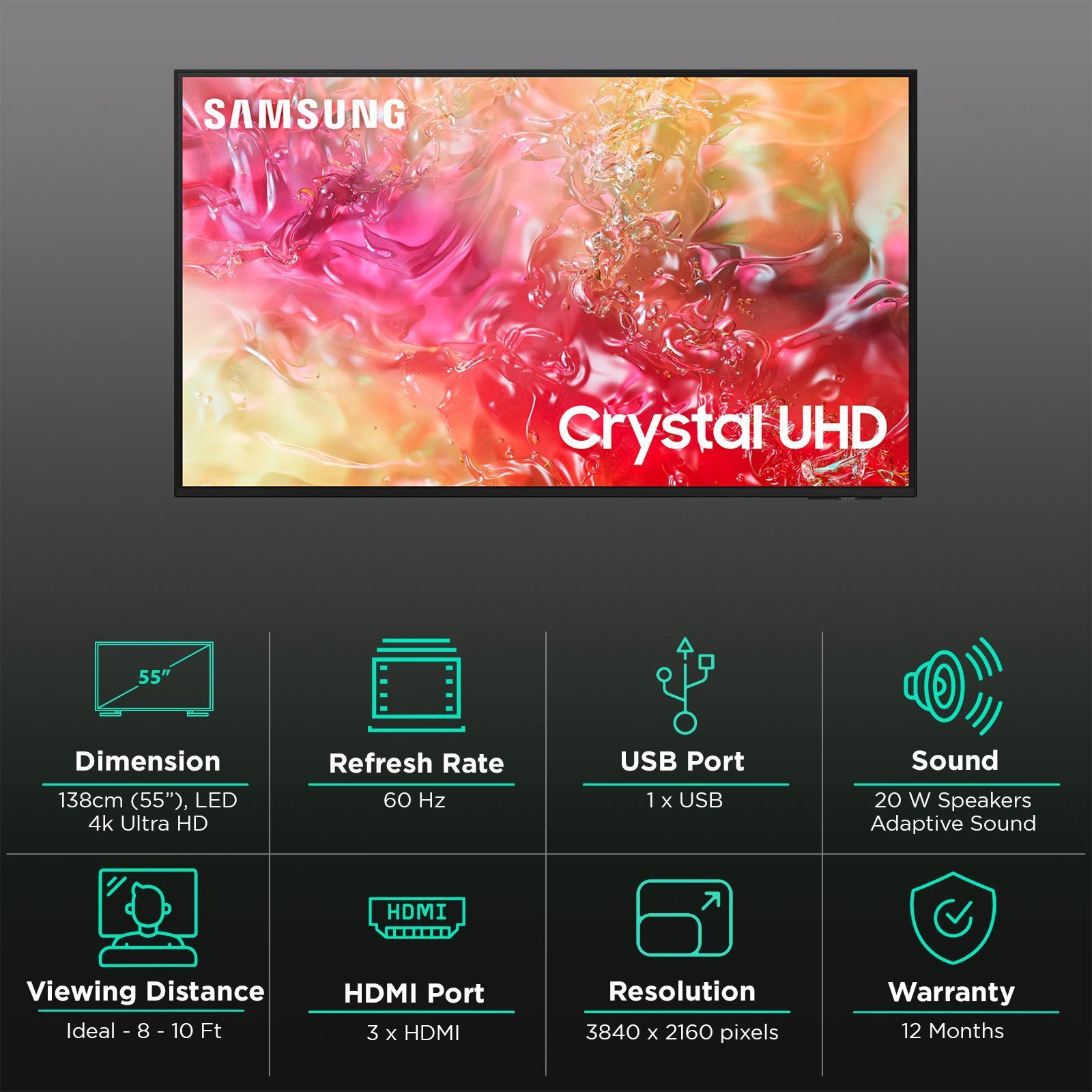 SAMSUNG DU7000 139.7 cm (55 inch) 4K Ultra HD LED Smart Tizen TV with 4K AI Upscaling (2024 model)_3