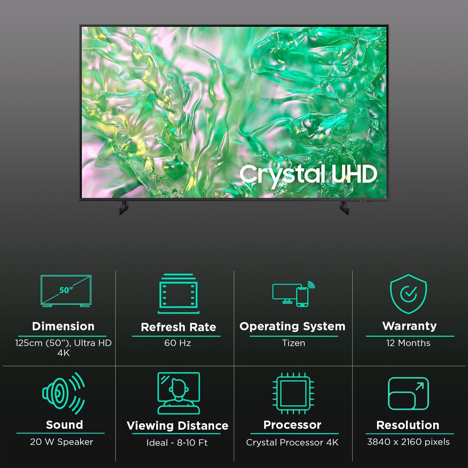 SAMSUNG DU8300 127 cm (50 inch) 4K Ultra HD LED Smart Tizen TV with Dynamic Crystal Color(2024 model)_3