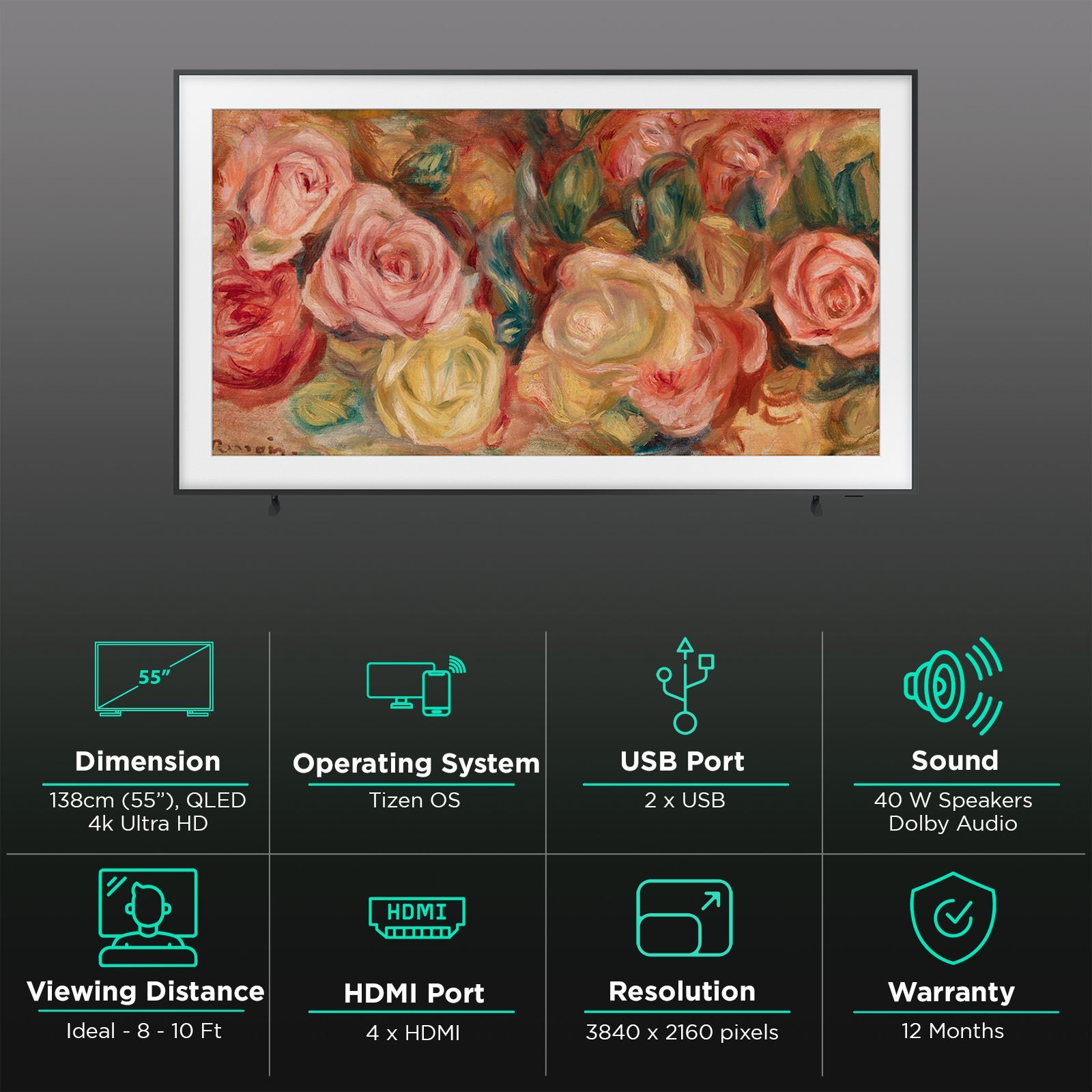 SAMSUNG LS03D 139.7 cm (55 inch) 4K Ultra Smart HD Tizen TV with Motion Xcelerator (2024 model)_3