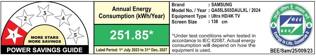 SAMSUNG LS03D 139.7 cm (55 inch) 4K Ultra Smart HD Tizen TV with Motion Xcelerator (2024 model)_4