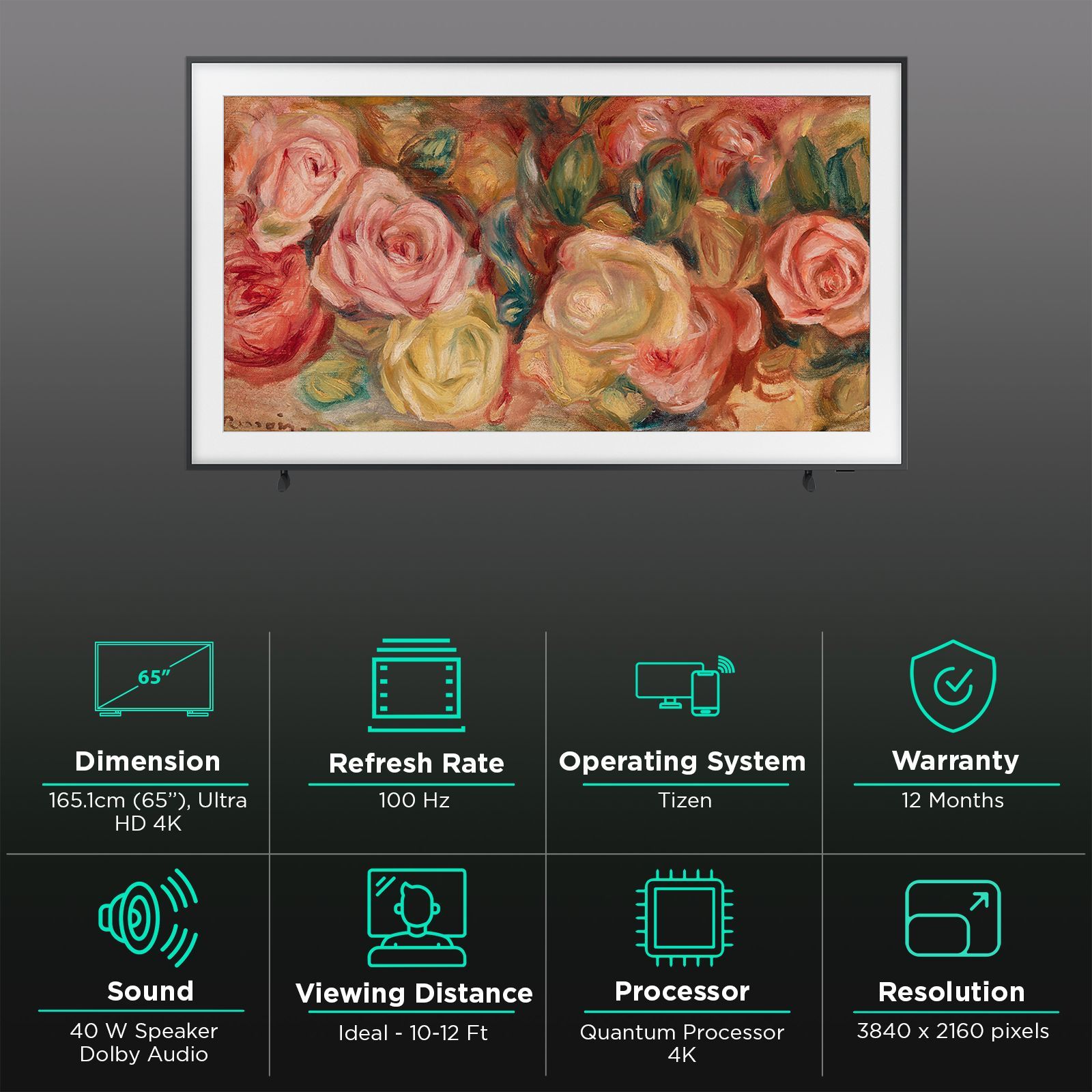 SAMSUNG LS03D 165.1 cm (65 inch) 4K Ultra Smart HD QLED Smart Tizen TV with Dolby Audio Technology (2024 model) SAMSUNG LS03D 165.1 cm (65 inch) 4K Ultra Smart HD QLED Smart Tizen TV with Dolby Audio Technology (2024 model)_3