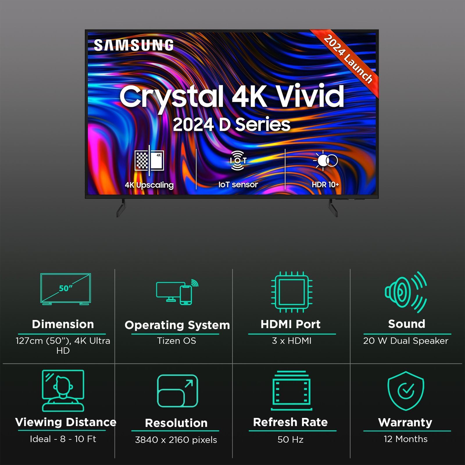 SAMSUNG DUE70 127 cm (50 inch) 4K Ultra HD LED Tizen OS TV with Crystal Processor 4K_3