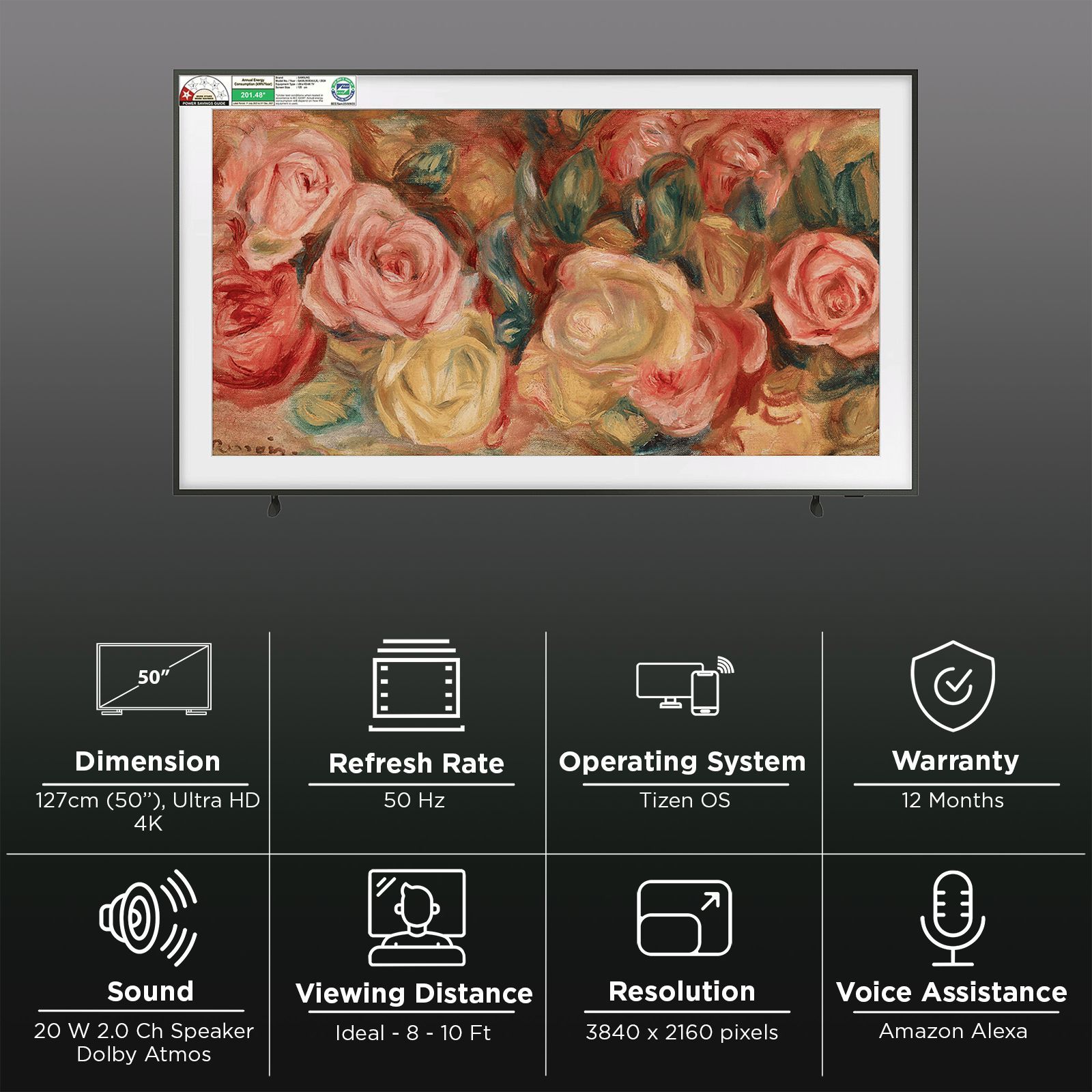 SAMSUNG LS03D 127 cm (50 inch) 4K Ultra HD Smart Tizen TV with Motion Xcelerator (2024 model)_3