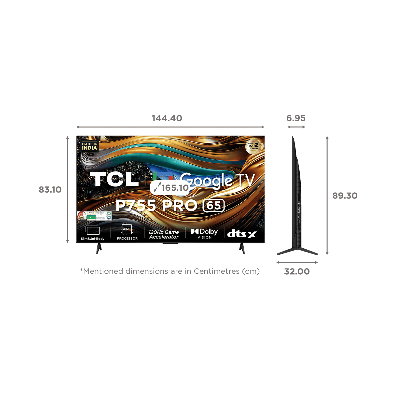 TCL P755 Pro 165.1 cm (65 inch) QLED 4K Ultra HD Smart Google TV with Dolby Vision and Dolby Atmos (2024 model)_2