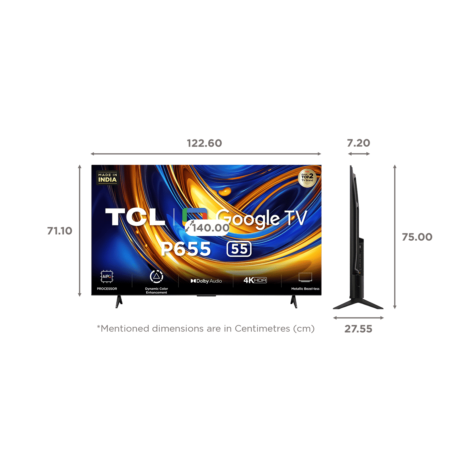 TCL P655 139.7 cm (55 inch) 4K Ultra HD Smart LED Smart Google TV with Dolby Audio (2024 model) TCL P655 139.7 cm (55 inch) 4K Ultra HD Smart LED Smart Google TV with Dolby Audio (2024 model)_2