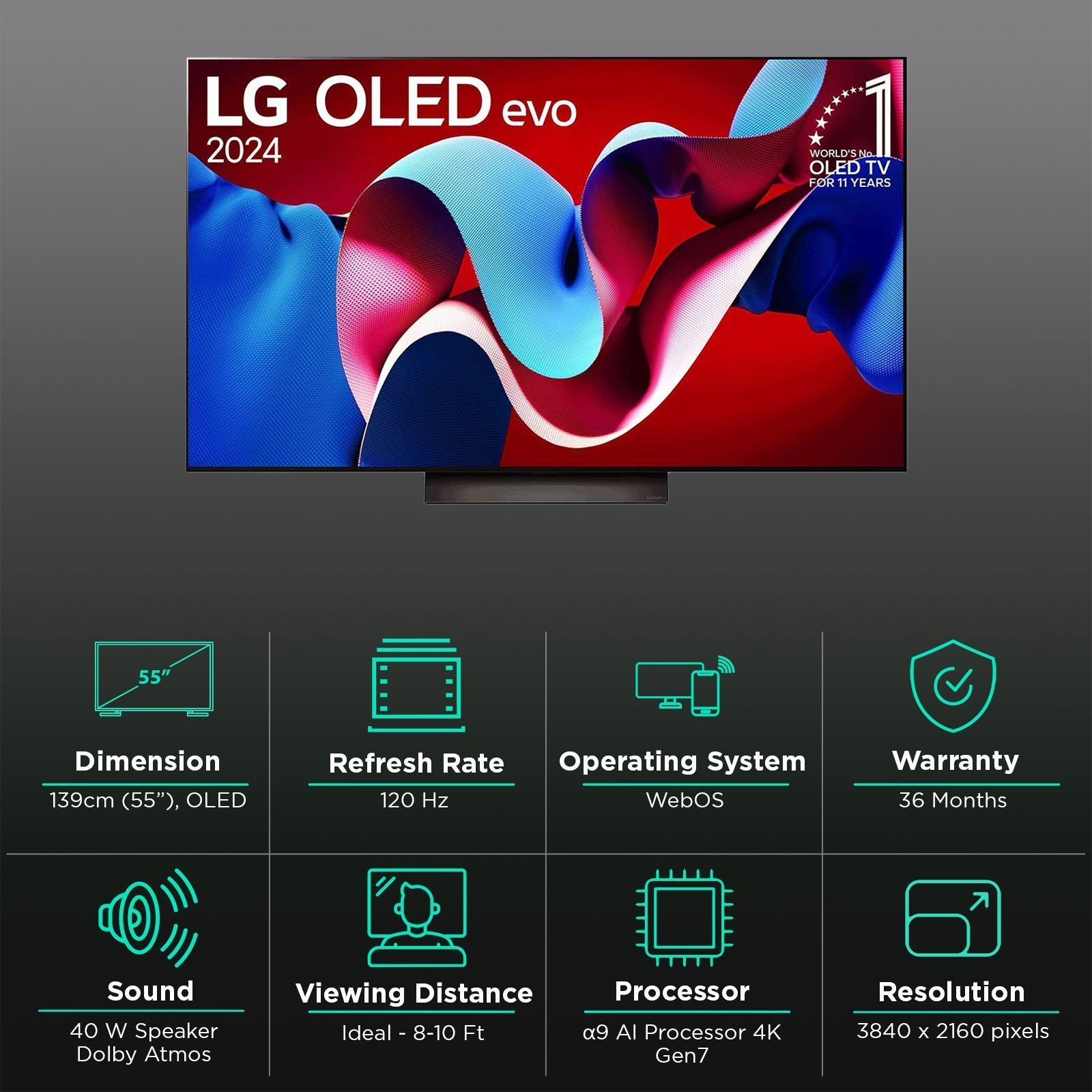 LG evo AI C4 139.7 cm (55 inch) OLED 4K Ultra HD Smart WebOS TV with Dolby Vision and Atmos (2025 model)_3