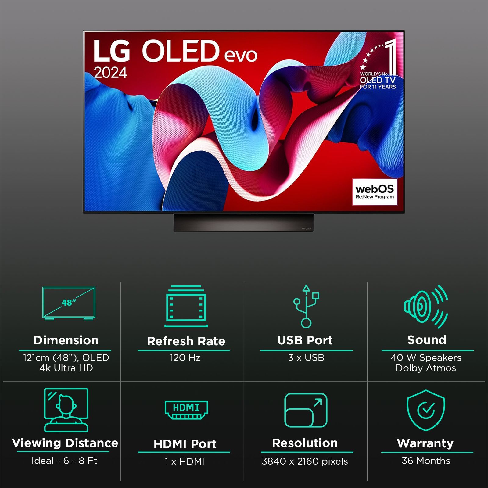 LG evo AI C4 121 cm (48 inch) OLED 4K Ultra HD Smart WebOS TV with Dolby Vision and Atmos (2025 model) LG evo AI C4 121 cm (48 inch) OLED 4K Ultra HD Smart WebOS TV with Dolby Vision and Atmos (2025 model)_3