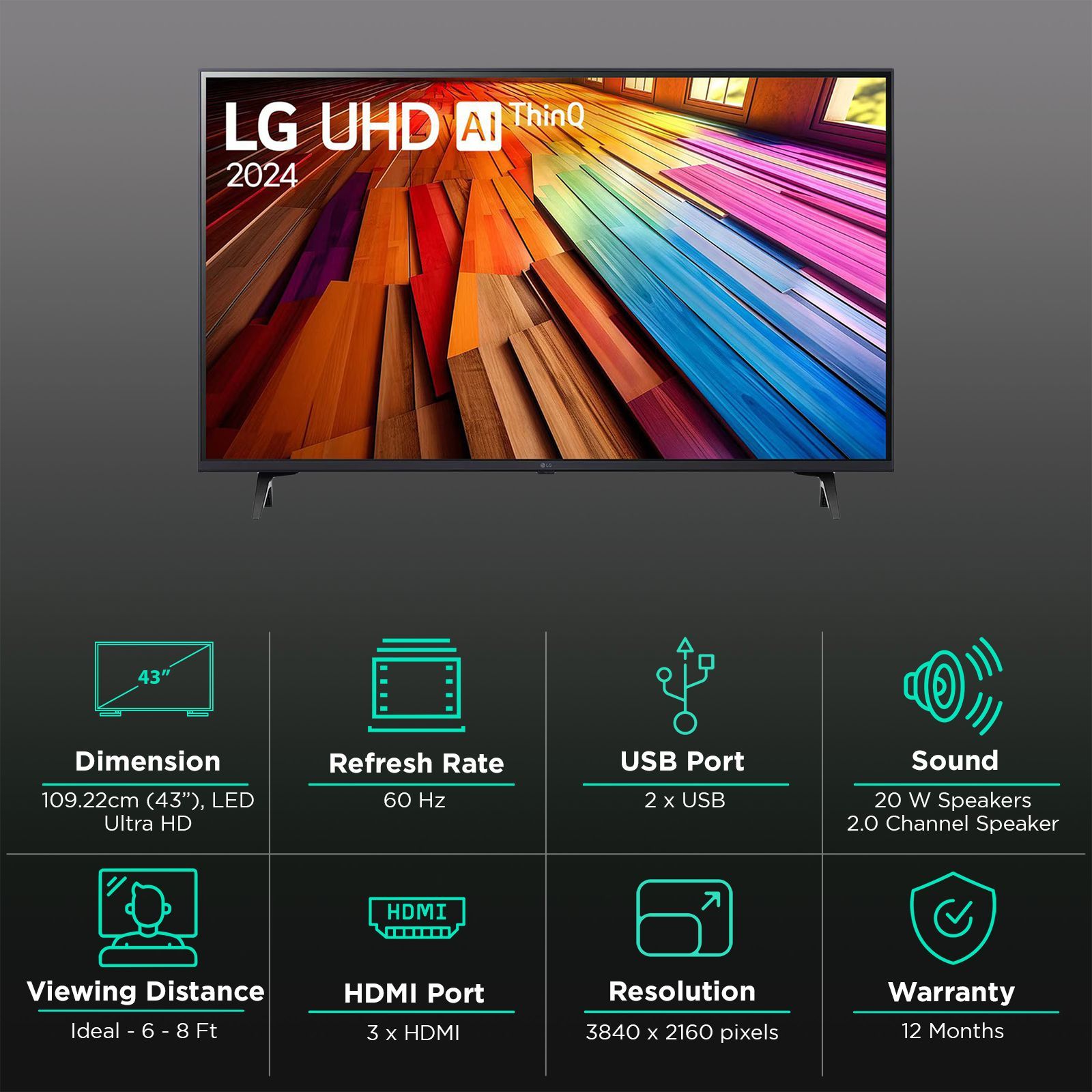 LG AI UT80 109.22 cm (43 inch) 4K Ultra HD LED Smart WebOS TV with Filmmaker Mode (2025 model)_3