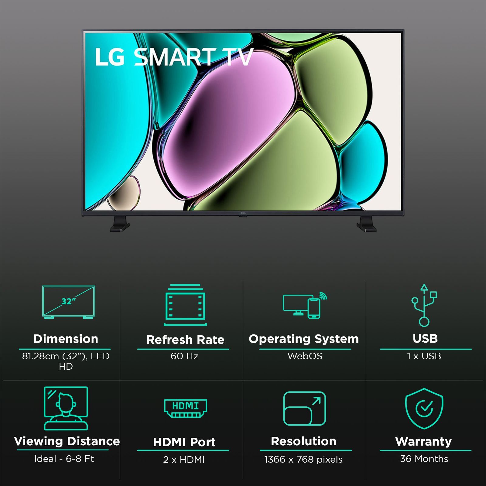 LG LR68 80 cm (32 inch) HD LED Smart WebOS TV with AI Upscaling (2024 model)_3