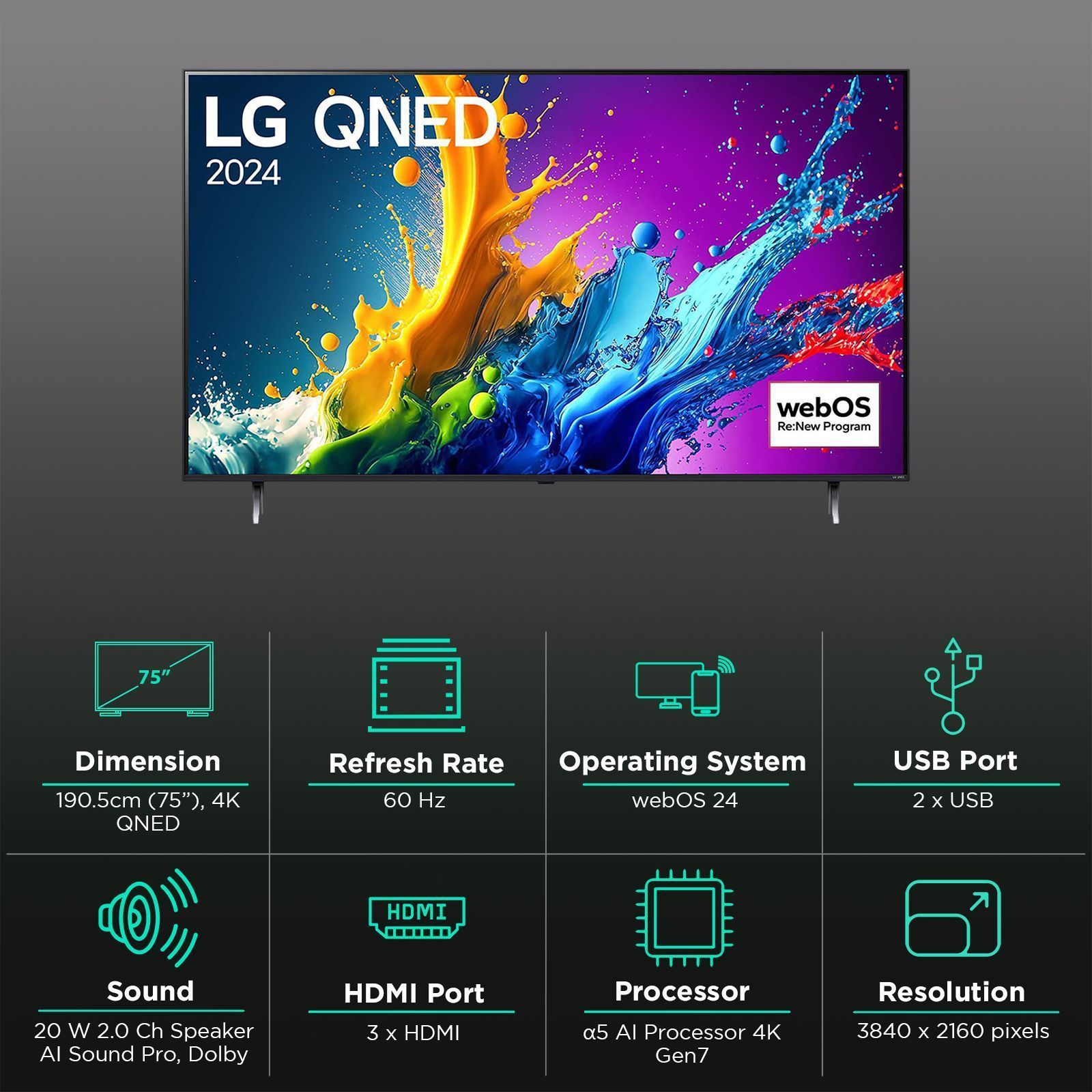 LG QNED82T 190.5 cm (75 inch) QNED 4K Ultra HD Smart WebOS TV with AI Processor 4K Gen7 (2025 model)_3