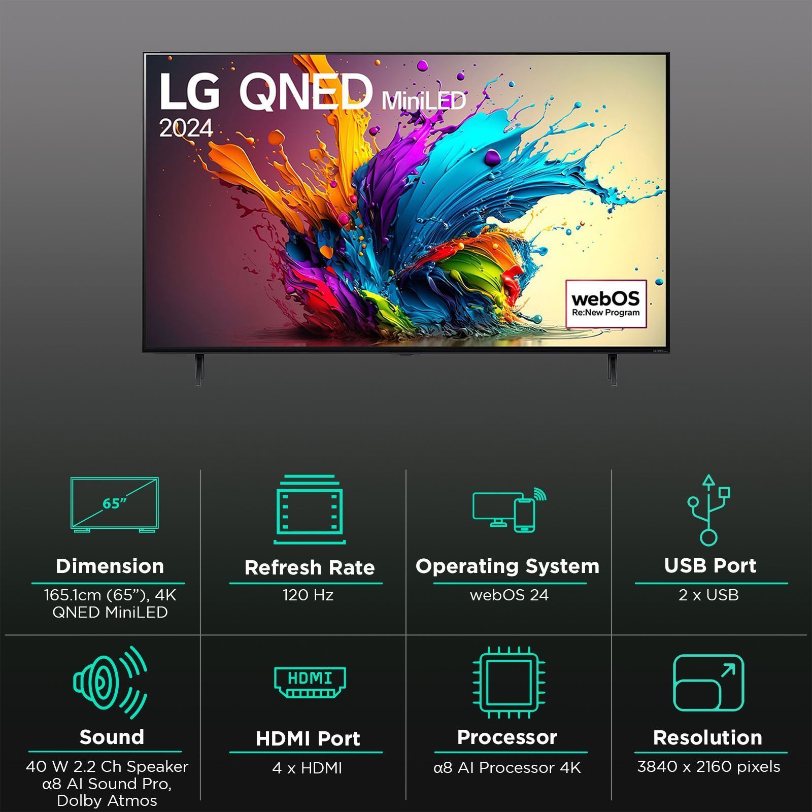 LG QNED90 165.1 cm (65 inch) QNED MiniLED 4K Ultra HD Smart WebOS TV with Dolby Vision & Dolby Atmos (2025 model)_3