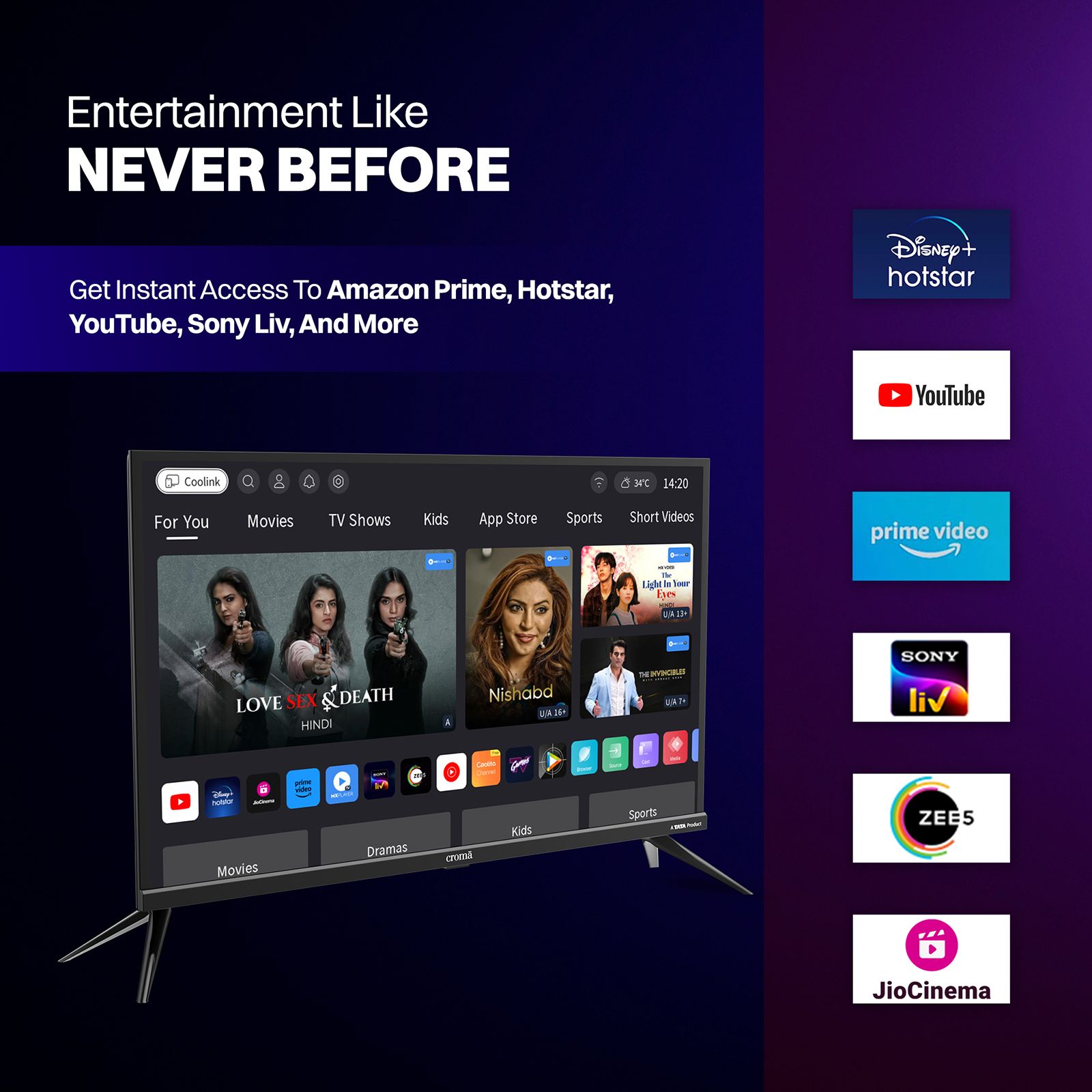 Croma 80 cm (32 inch) HD Ready LED Smart Linux TV with Dolby Audio_11