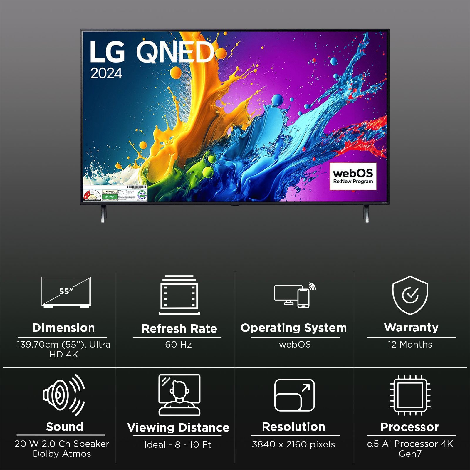 LG QNED82T 140 cm (55 inch) QNED 4K Ultra HD Smart WebOS TV with AI Processor 4K Gen7 (2025 model)_3