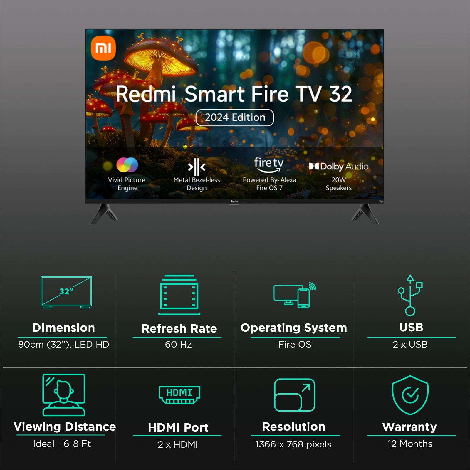 Redmi F Series 80 cm (32 inch) HD Ready LED Smart Fire TV with Dolby Audio (2024 model)_3