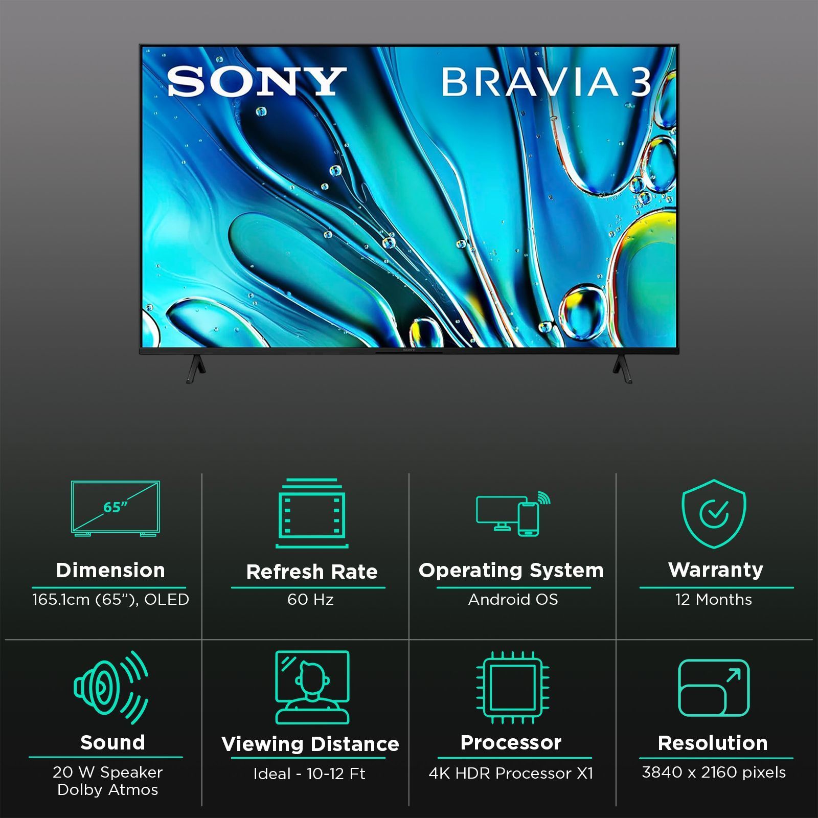 SONY BRAVIA 3 165.1 cm (65 inch) LCD 4K Ultra HD Smart Android TV with Dolby Vision & Dolby Atmos (2024 model)_3