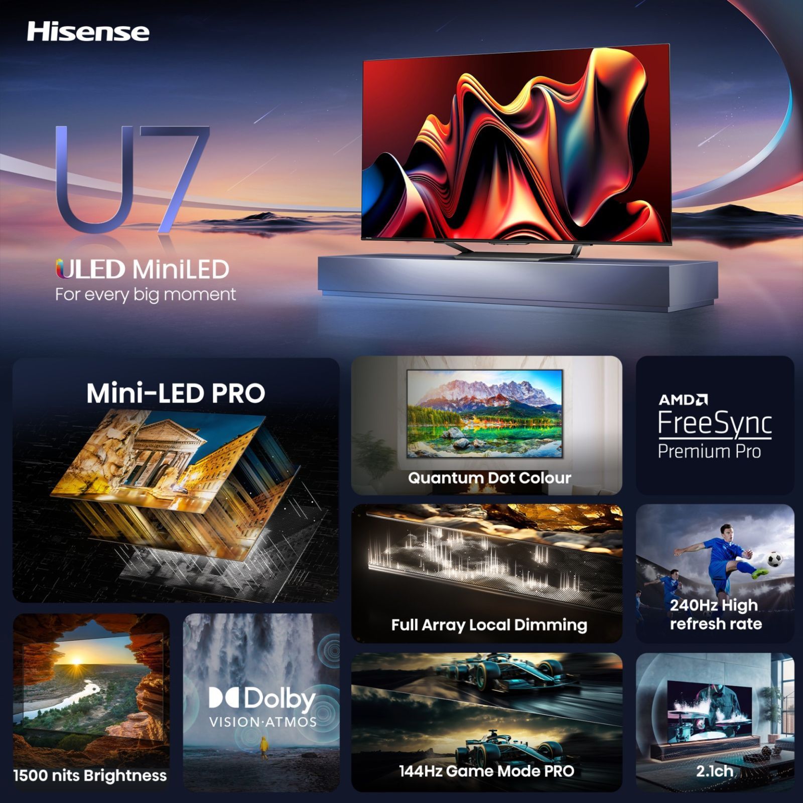 Hisense U7N 165.1 cm (65 inch) 4K Ultra HD Mini LED Smart VIDAA TV with Dolby Vision & Dolby Atmos (2024 model) Hisense U7N 165.1 cm (65 inch) 4K Ultra HD Mini LED Smart VIDAA TV with Dolby Vision & Dolby Atmos (2024 model)_7