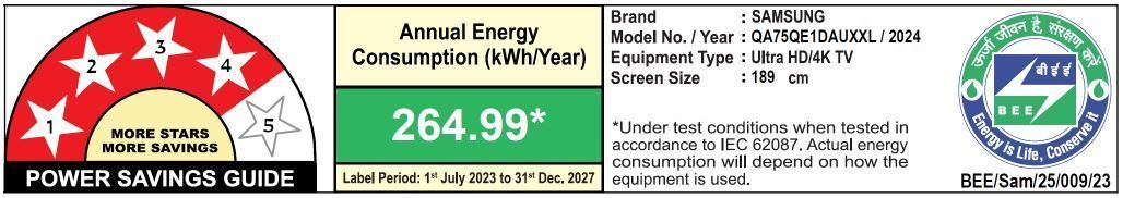SAMSUNG QE1D 190.5 cm (75 inch) QLED 4K Ultra HD Smart Tizen TV with 4K Upscaling (2024 model) SAMSUNG QE1D 190.5 cm (75 inch) QLED 4K Ultra HD Smart Tizen TV with 4K Upscaling (2024 model)_4