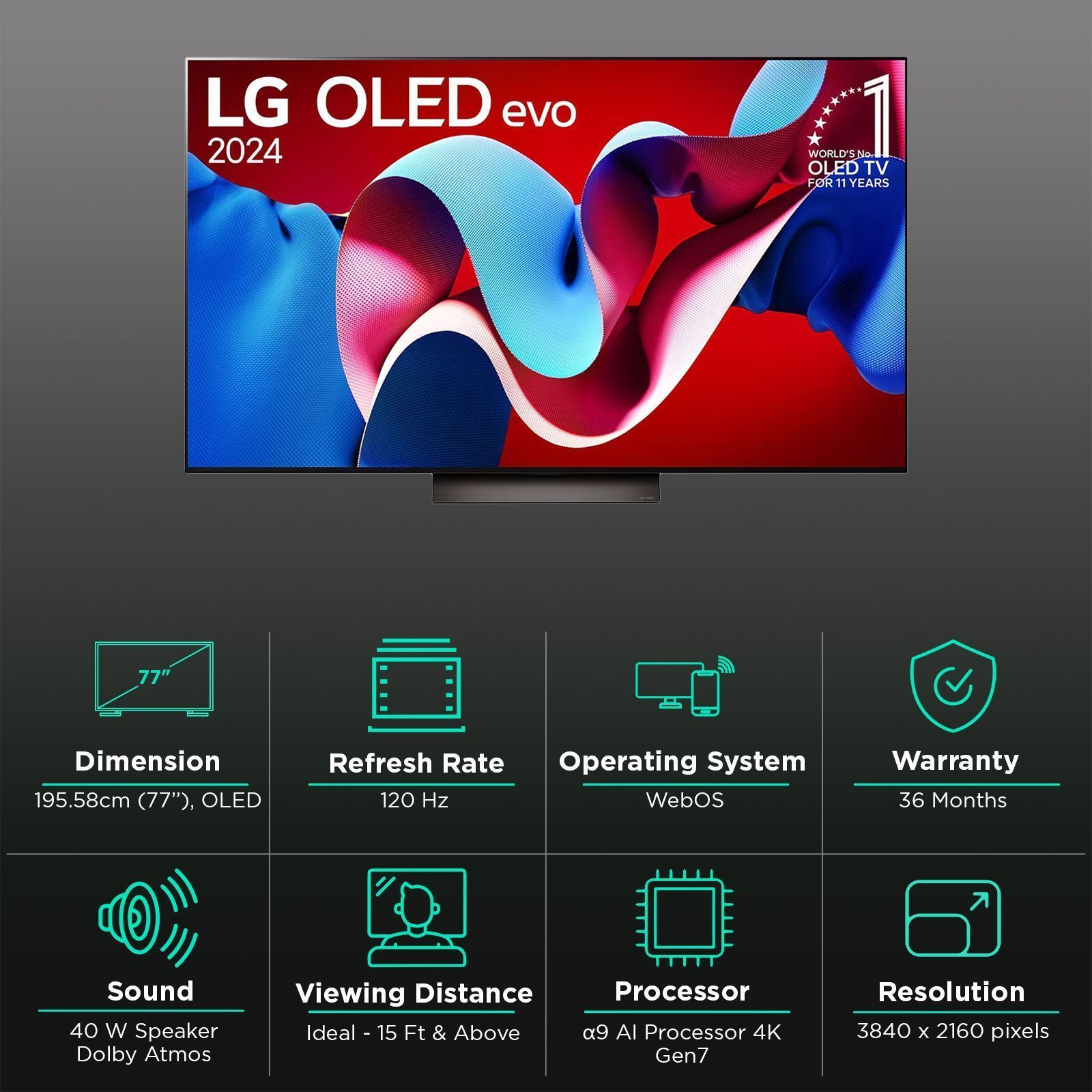 LG evo AI C4 195 cm (77 inch) OLED 4K Ultra HD Smart WebOS TV with Dolby Atmos (2025 model) LG evo AI C4 195 cm (77 inch) OLED 4K Ultra HD Smart WebOS TV with Dolby Atmos (2025 model)_3