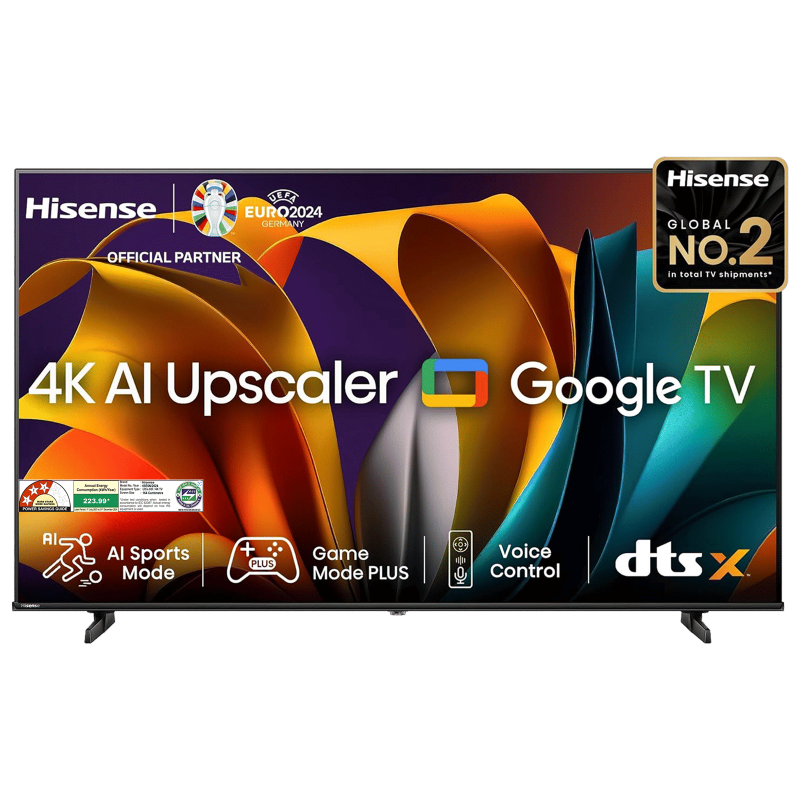 Hisense E6N 165.1 cm (65 inch) 4K Ultra HD LED Smart Google TV with 4K AI Upscaler (2024 model)_1