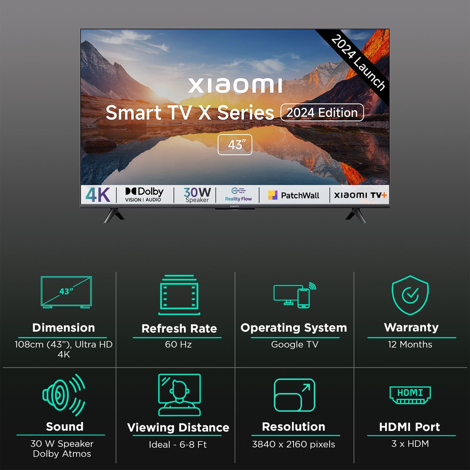 Xiaomi X Series 109.22 cm (43 inch) 4K Ultra HD LED Google TV with Vivid Picture Engine_3