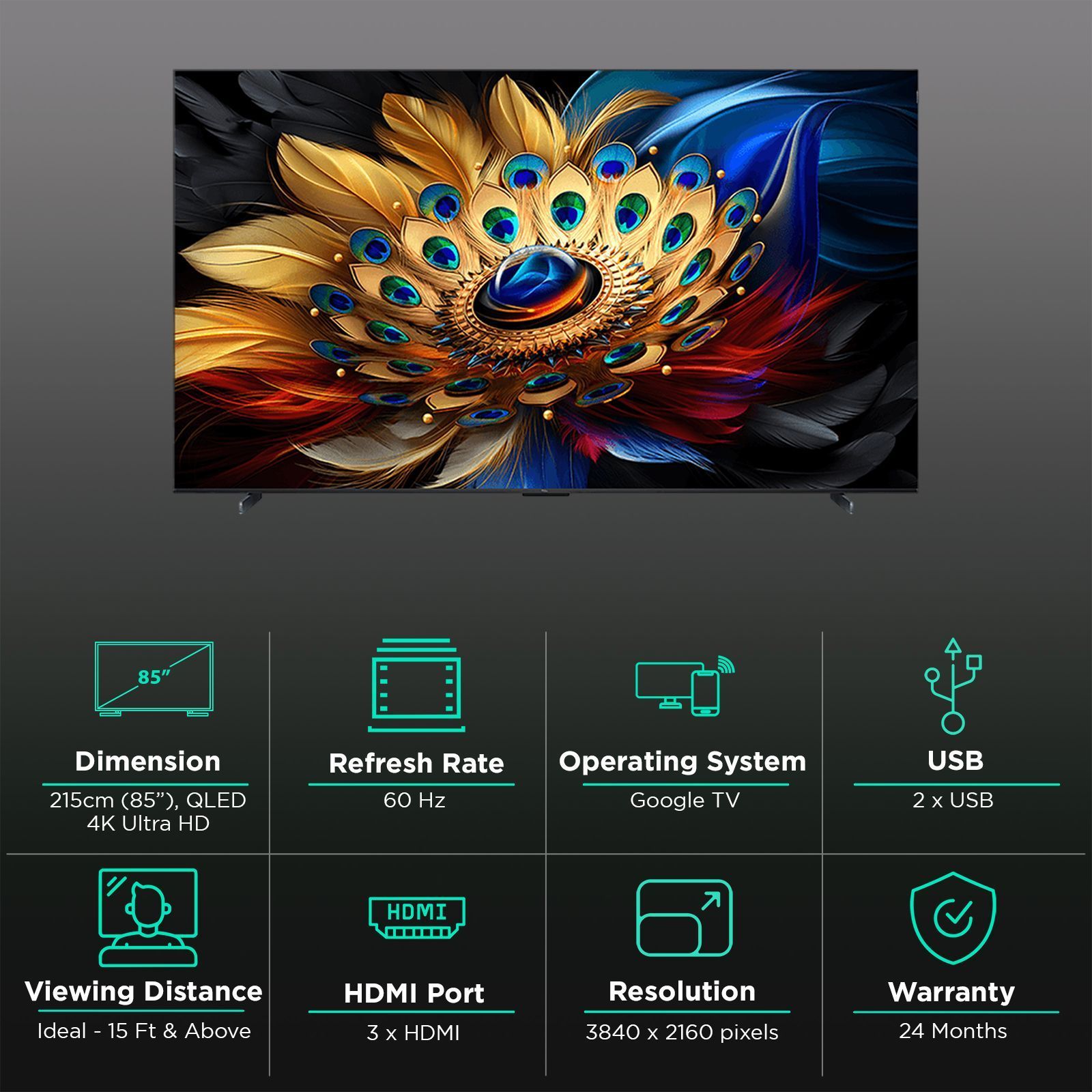 TCL C655 215.9 cm (85 inch) QLED 4K Ultra HD Smart Google TV with Dolby Vision (2024 model)_3
