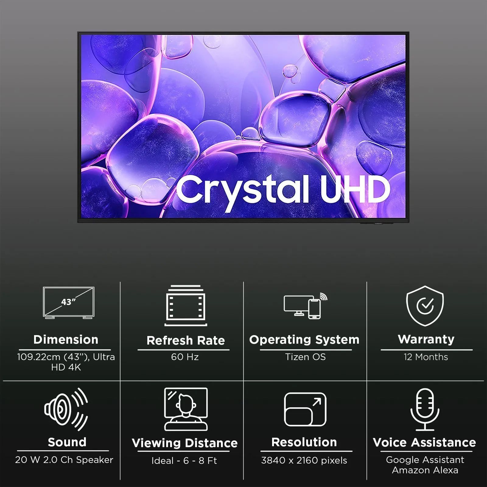 SAMSUNG U8400F 109 cm (43 inch) 4K Ultra HD LED Smart Tizen TV with Alexa & Google Assistant (2025 model)_3