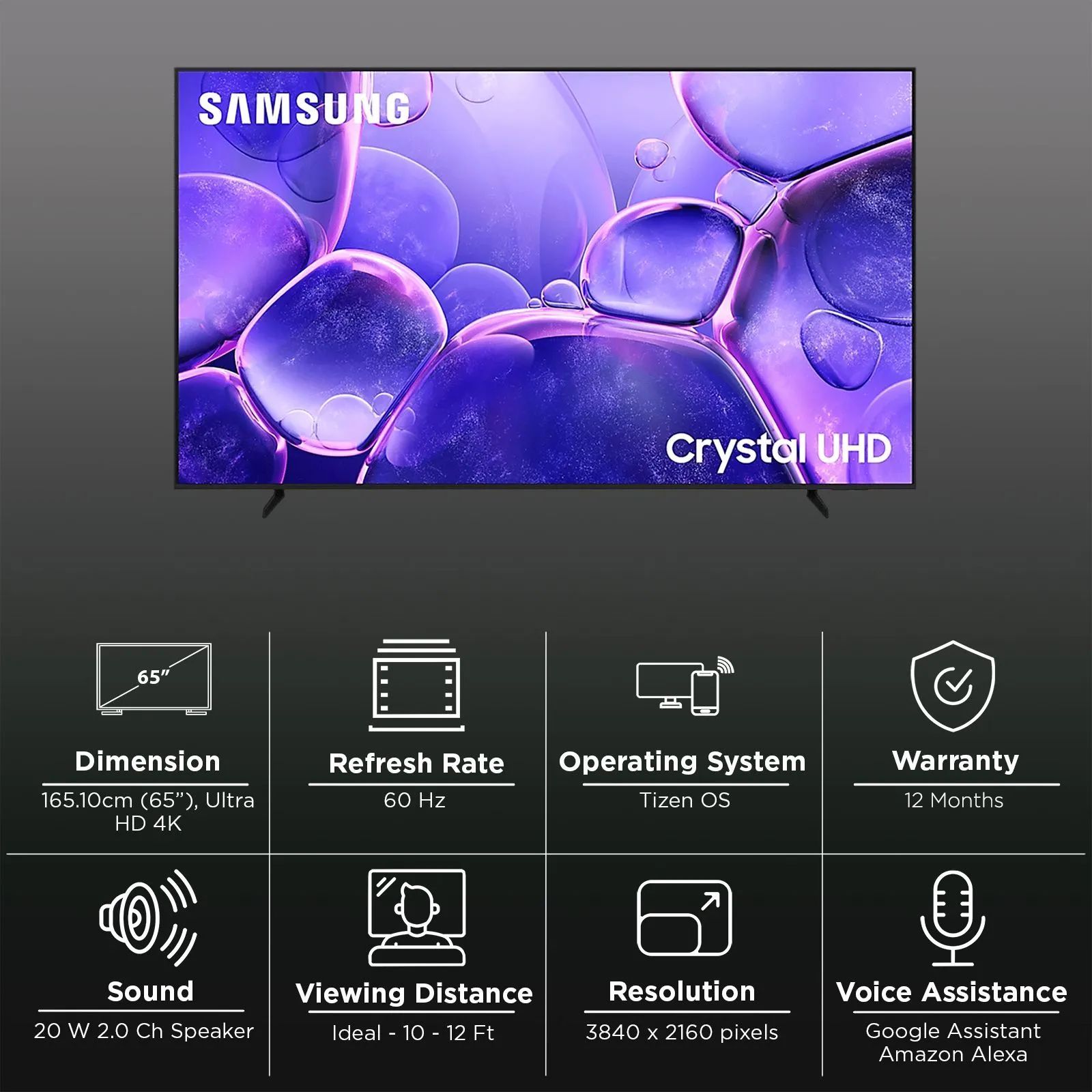 SAMSUNG U8400F 165 cm (65 inch) 4K Ultra HD LED Smart Tizen TV with Alexa & Google Assistant (2025 model)_3