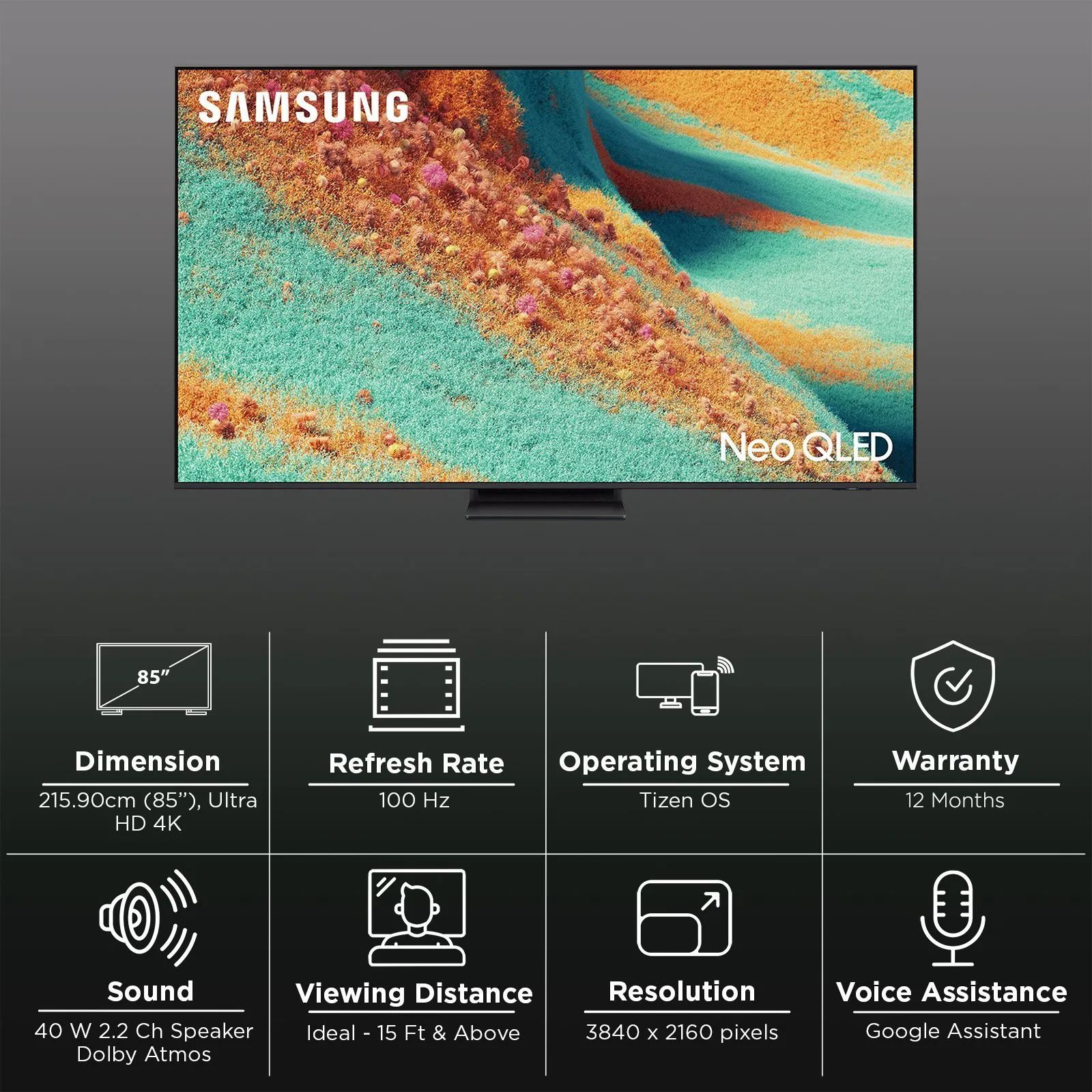 SAMSUNG QN85F 215 cm (85 inch) Neo QLED 4K Ultra HD Smart Tizen TV with Buit-in IoT (2025 model)_3