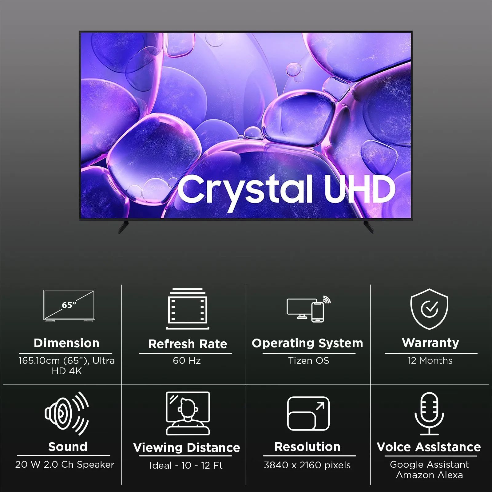 SAMSUNG U8100F 165 cm (65 inch) 4K Ultra HD LED Smart Tizen TV with Alexa & Google Assistant (2025 model)_3