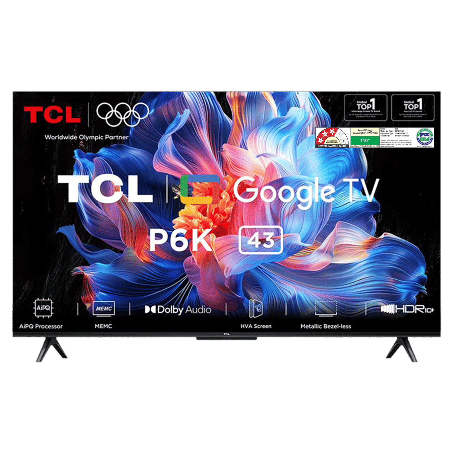 TCL P6K 109 cm (43 inch) 4K Ultra HD LED Smart Google TV with Google Voice Assistant (2025 model)_1