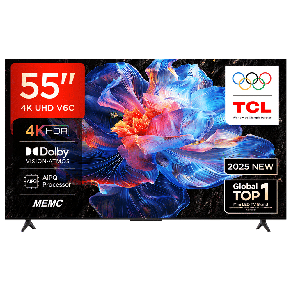 TCL V6C 140 cm (55 inch) 4 Star 4K Ultra HD LED Smart Google TV with Google Voice Assistant (2025 model)