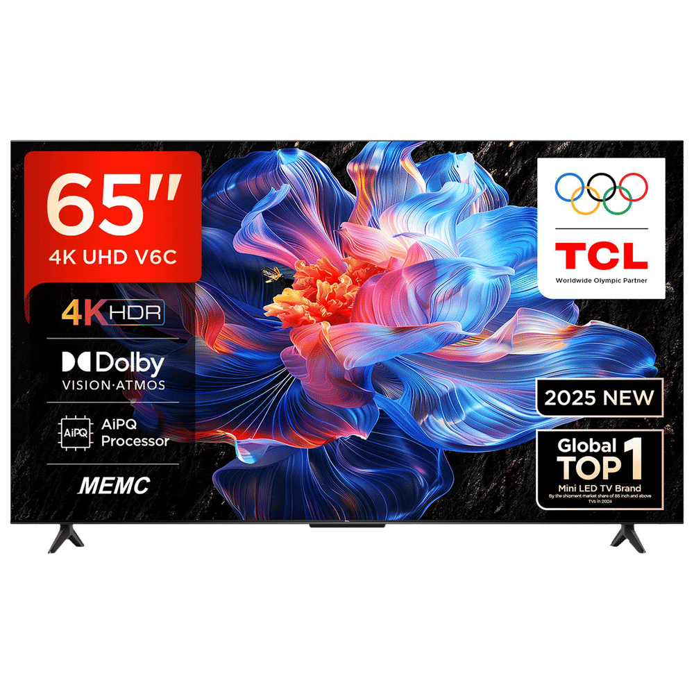 TCL V6C 165 cm (65 inch) 4 Star 4K Ultra HD LED Smart Google TV with Google Voice Assistant (2025 model)