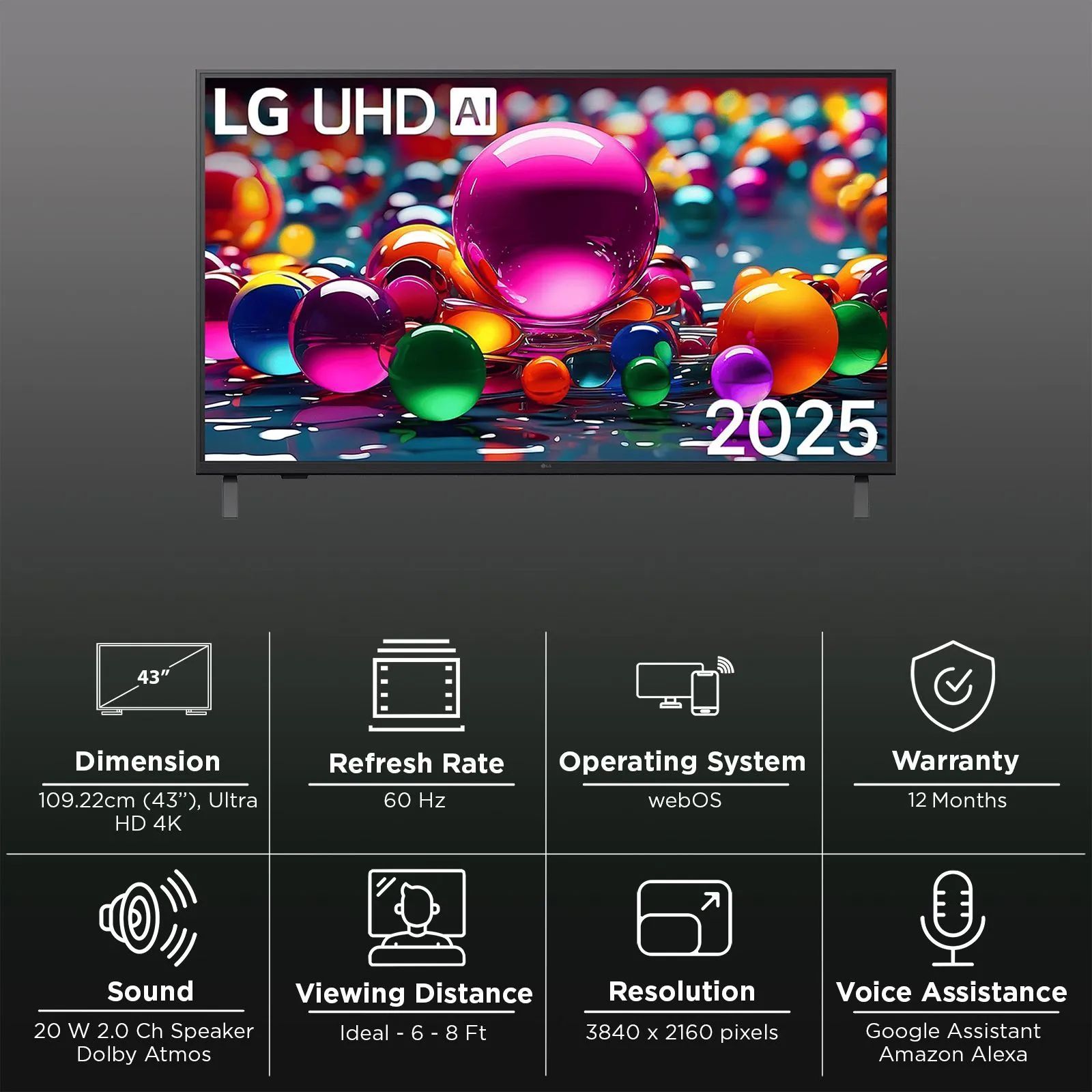 LG UA75 109 cm (43 inch) 4K Ultra HD Smart WebOS TV with Google Cast (2025 model)_3
