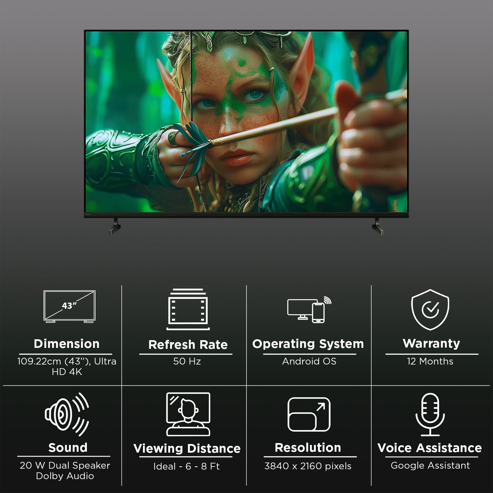 SONY BRAVIA 2 II 109.22 cm (43 inch) 4K Ultra HD LCD Smart Android TV with Built- in Chromecast (2025 model)_3